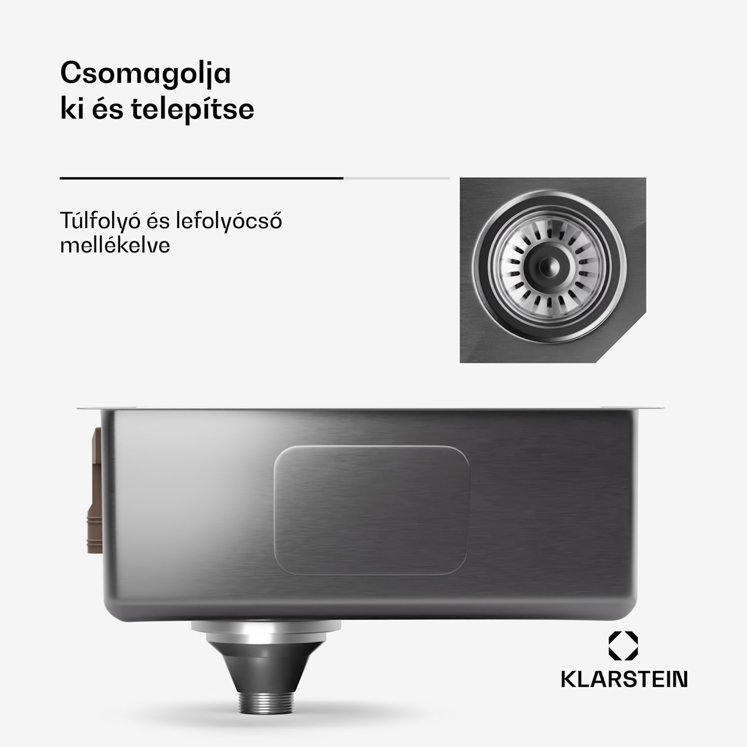 TitanSteel Konyhai mosogató 45 x 45 cm (H x Sz) rozsda-, karc-, és hőálló felülettel