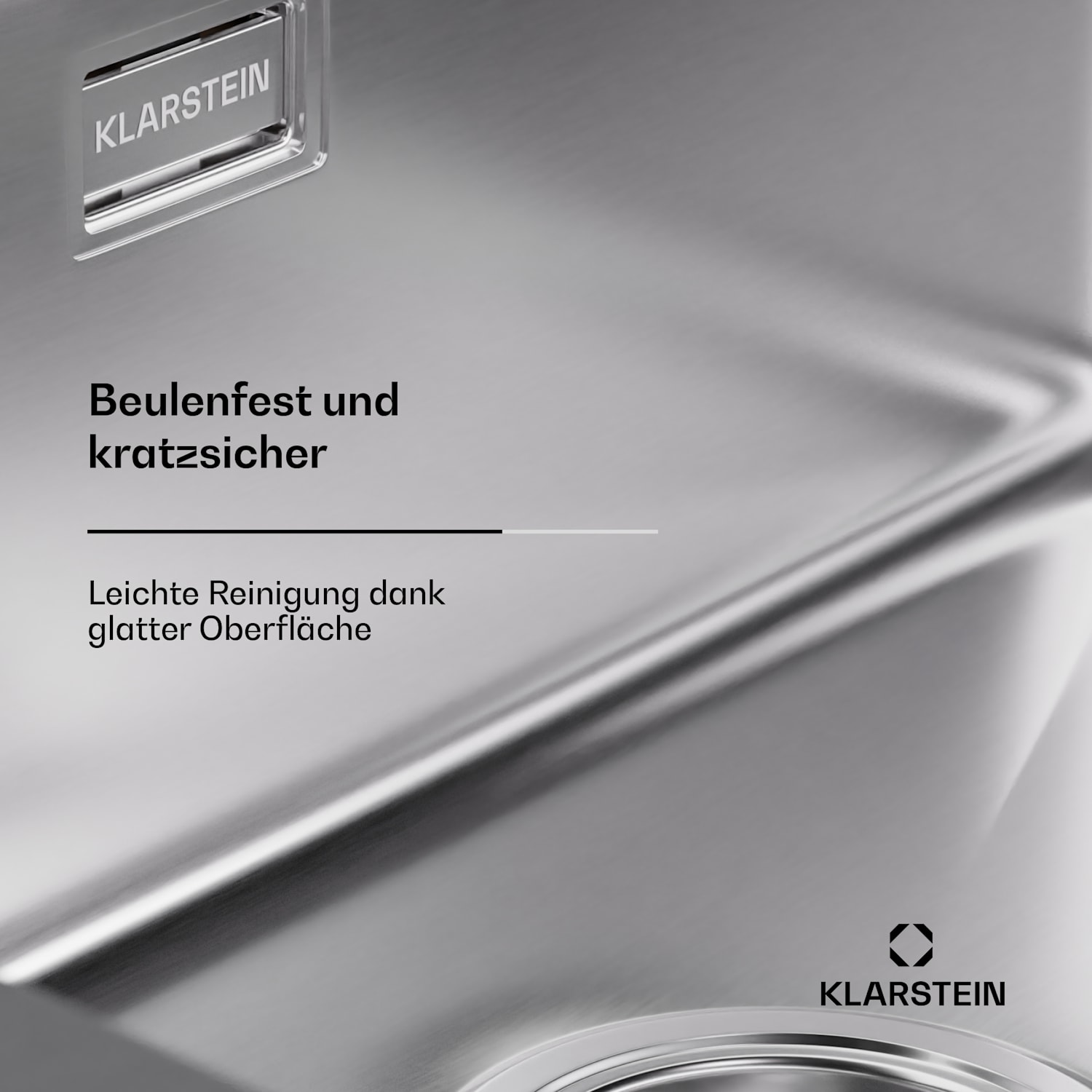 Évier de cuisine TitanSteel de 45 x 55 cm (Lxl) en acier inoxydable avec surface résistante aux rayures et à la chaleur 