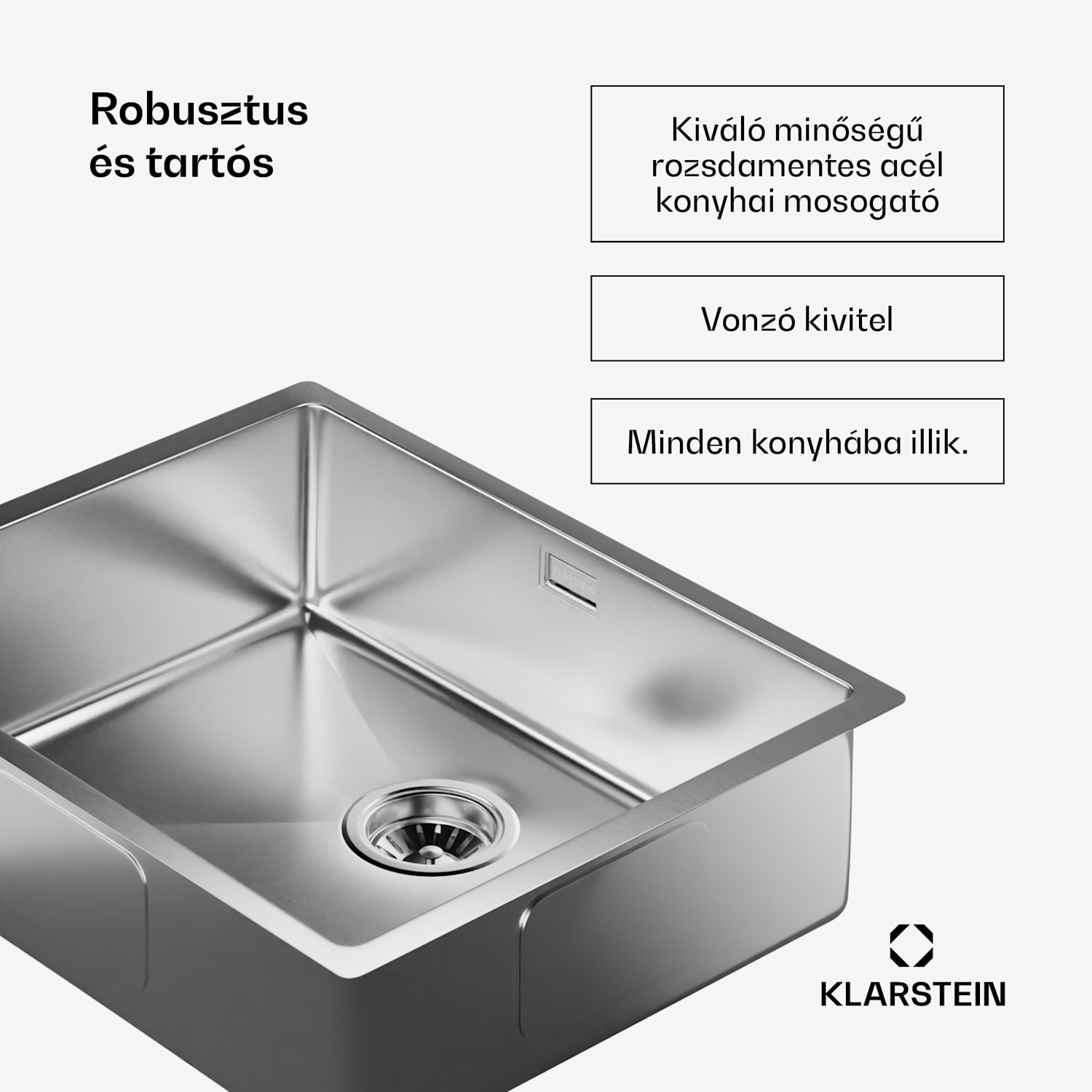 TitanSteel Konyhai mosogató 45 x 55 cm (H x Sz) rozsda-, karc-, és hőálló felülettel