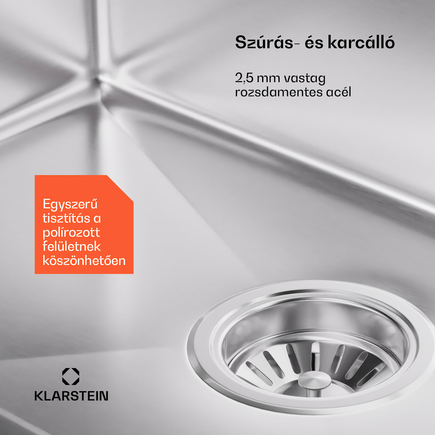 TitanSteel Konyhai mosogató 45 x 55 cm (H x Sz) rozsda-, karc-, és hőálló felülettel