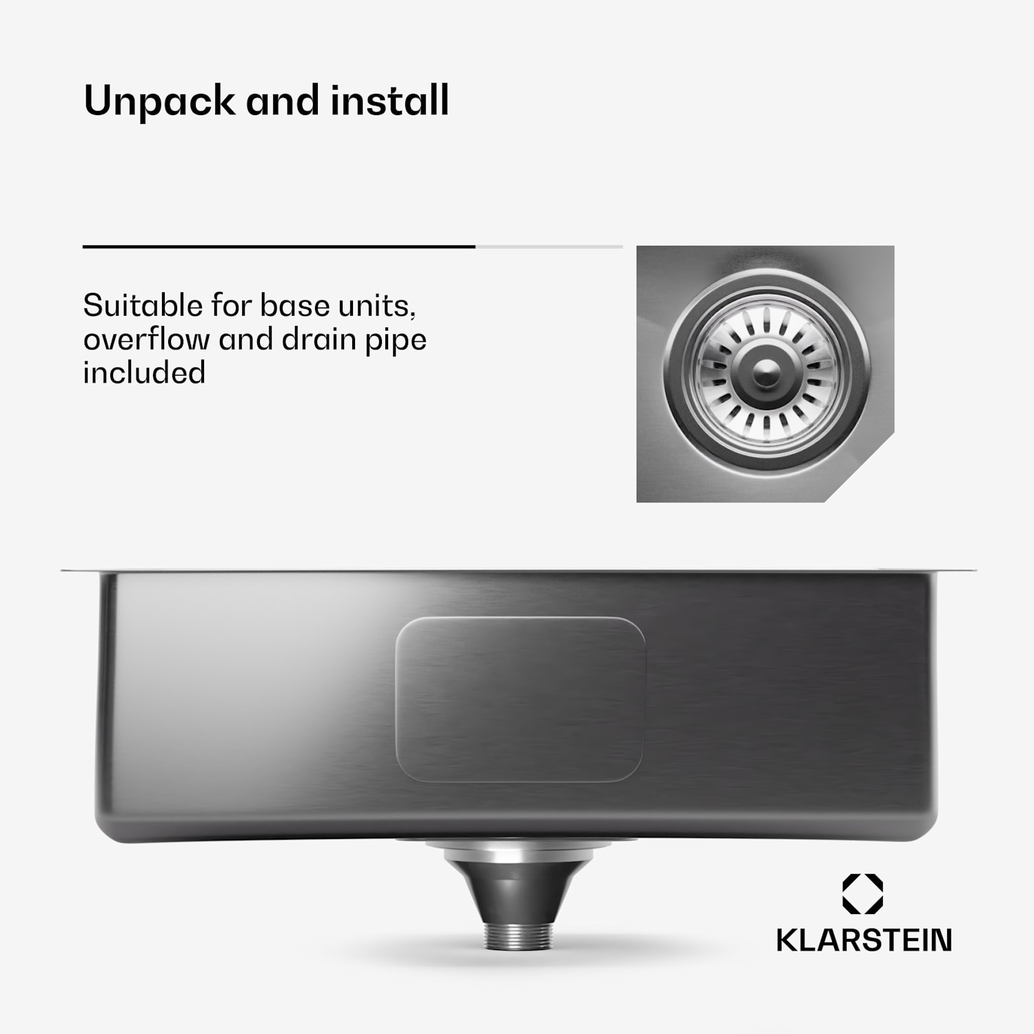 O lava-loiças TitanSteel com 45 x 55 cm (CxL) é de aço inoxidável com uma superfície resistente a riscos e ao calor 50 x 40 cm | Aço Inoxidável