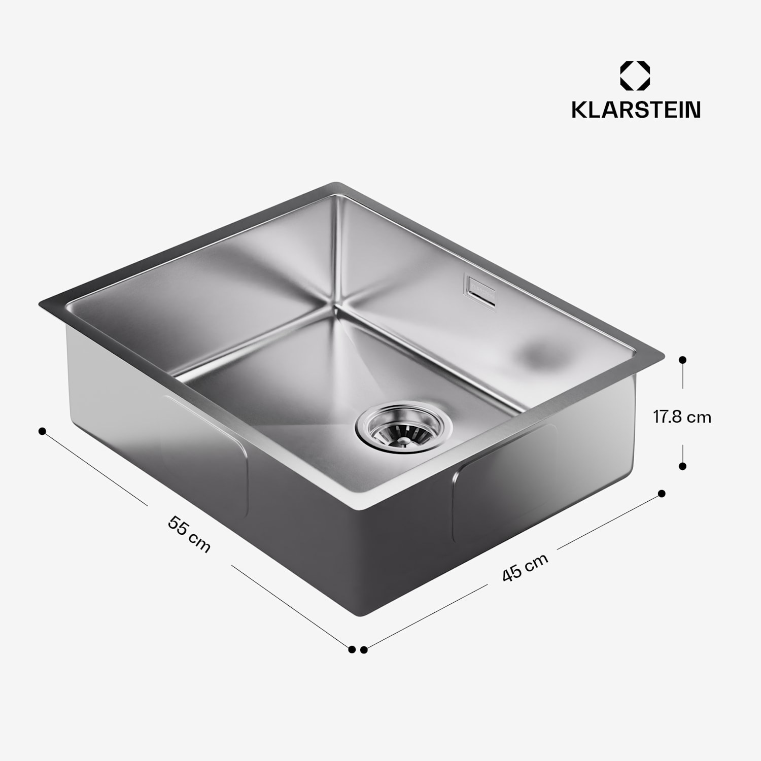 O lava-loiças TitanSteel com 45 x 55 cm (CxL) é de aço inoxidável com uma superfície resistente a riscos e ao calor 50 x 40 cm | Aço Inoxidável