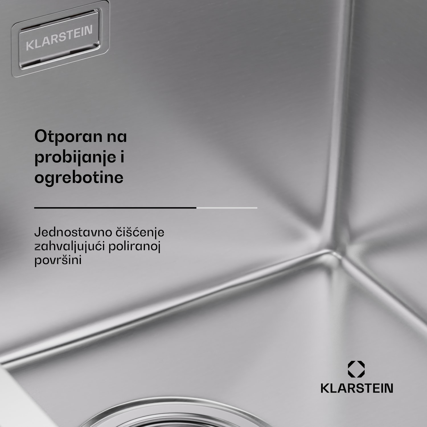 TitanSteel kuhinjski sudoper s ocjedom, 79 x 44 cm, nehrđajući čelik, otporan na ogrebotine, otporan na toplinu 