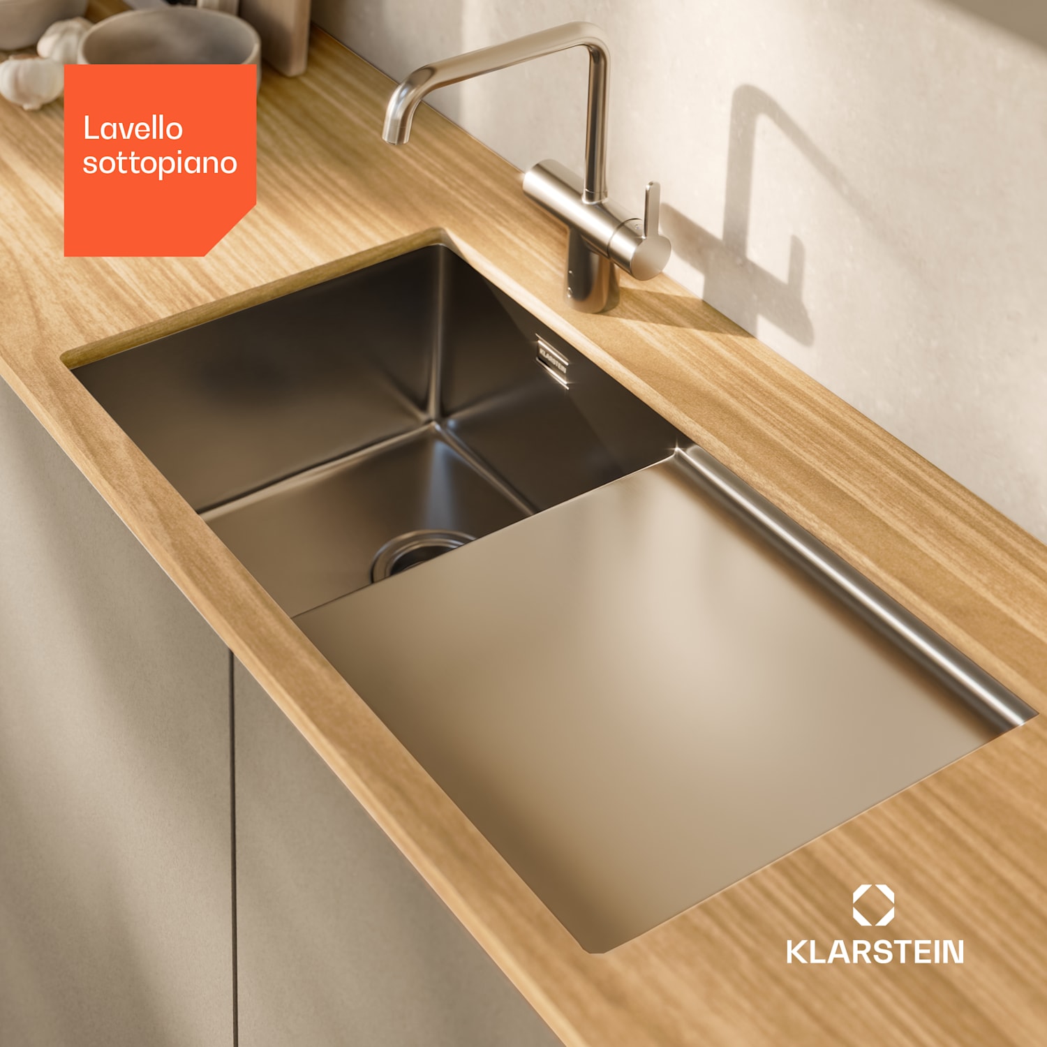 TitanSteel - Lavello da cucina con sgocciolatoio | 79 x 44 cm | Antiruggine | Resistente ai graffi | Resistente al calore 35 x 40 cm | Acciaio inox
