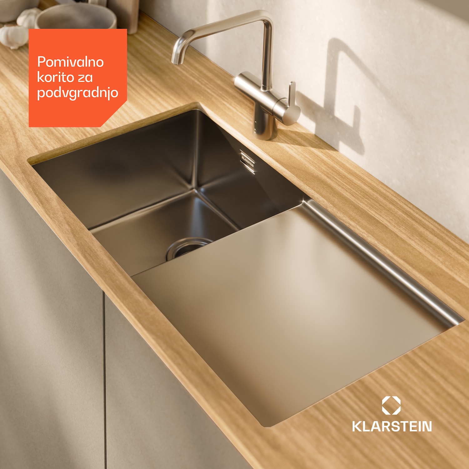 TitanSteel kuhinjsko korito z odcejalnikom, 79 x 44 cm, nerjaveče jeklo, odporno na praske, odporno na vročino 