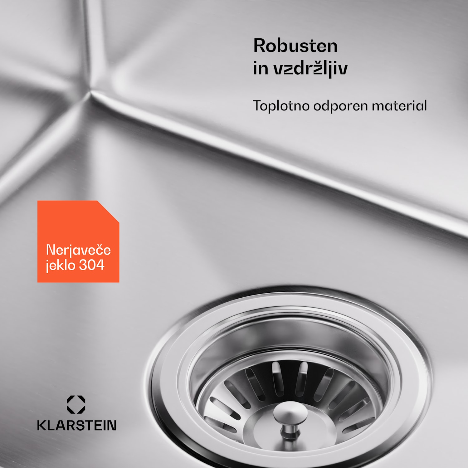 TitanSteel kuhinjsko korito z odcejalnikom, 79 x 44 cm, nerjaveče jeklo, odporno na praske, odporno na vročino 35 x 40 cm | Nerjaveče jeklo