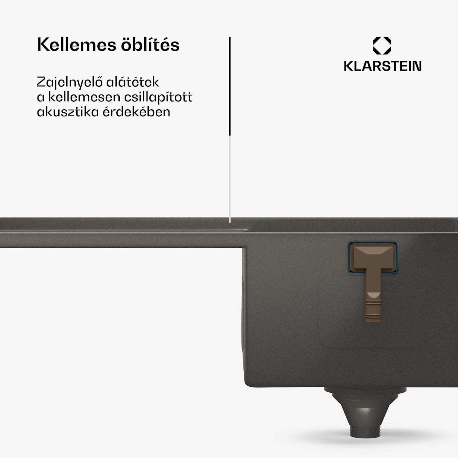 TitanSteel konyhai mosogató lefolyóval, 79 x 44 cm, rozsdamentes acél, karcálló, hőálló 35 x 40 cm | Antracit