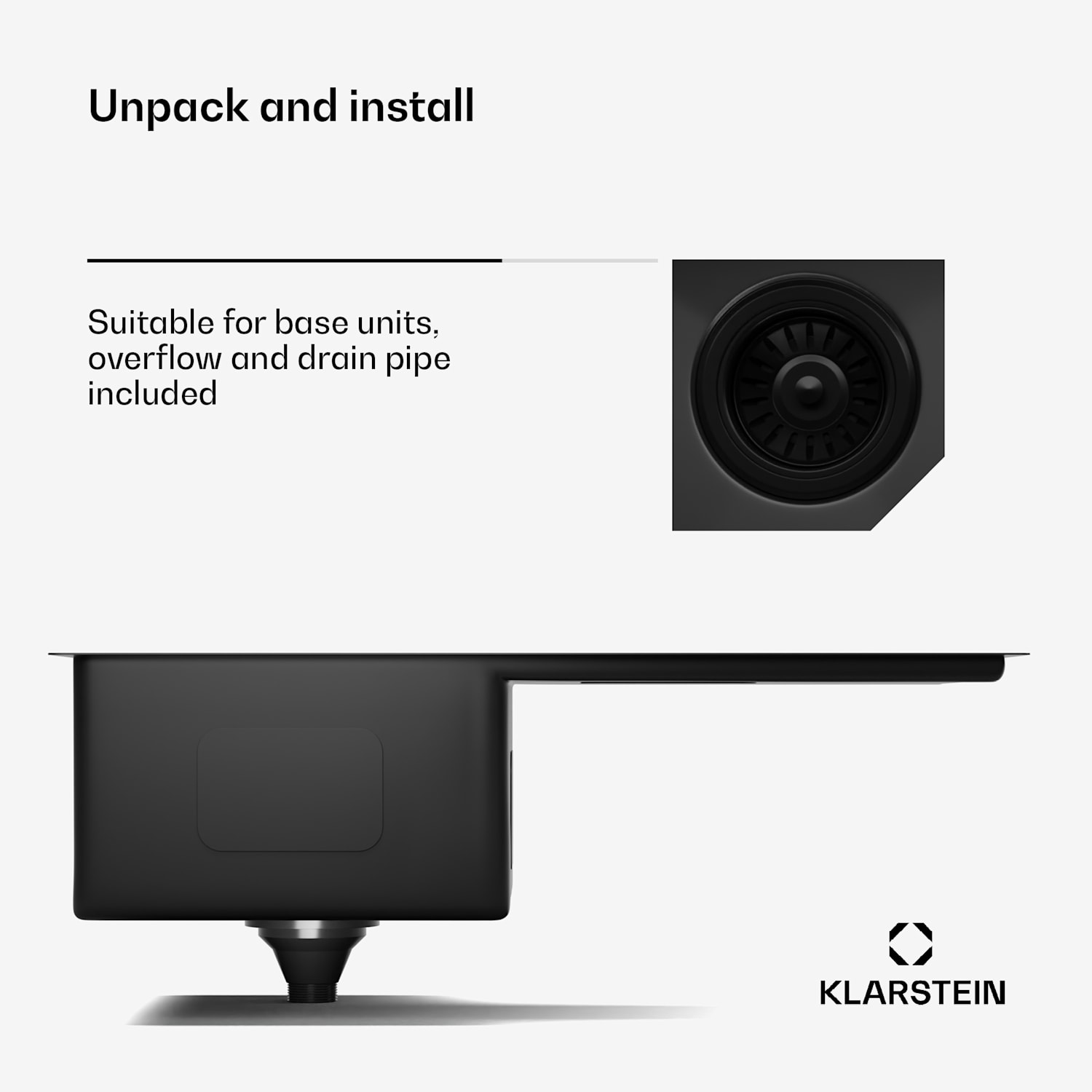 TitanSteel gootsteen met afdruipvlak | 79 x 44 cm | roestvrij | krasvast | hittebestendig 35 x 40 cm | Antraciet