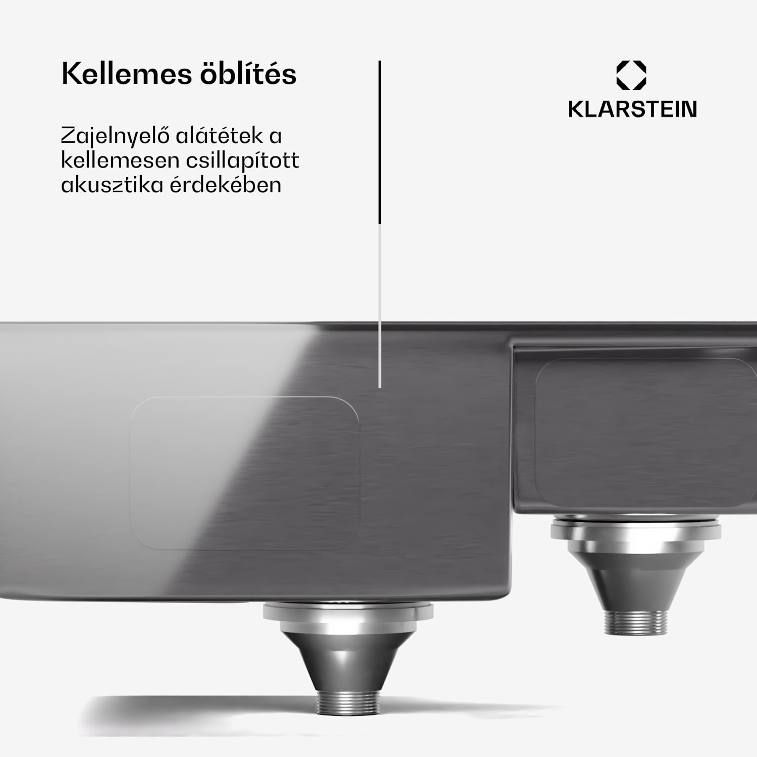 TitanSteel konyhai mosogató, 61 x 50 cm, 2 mosogató, rozsdamentes acél, tűzálló 24 + 18 x 43 cm | Rozsdamentes acél