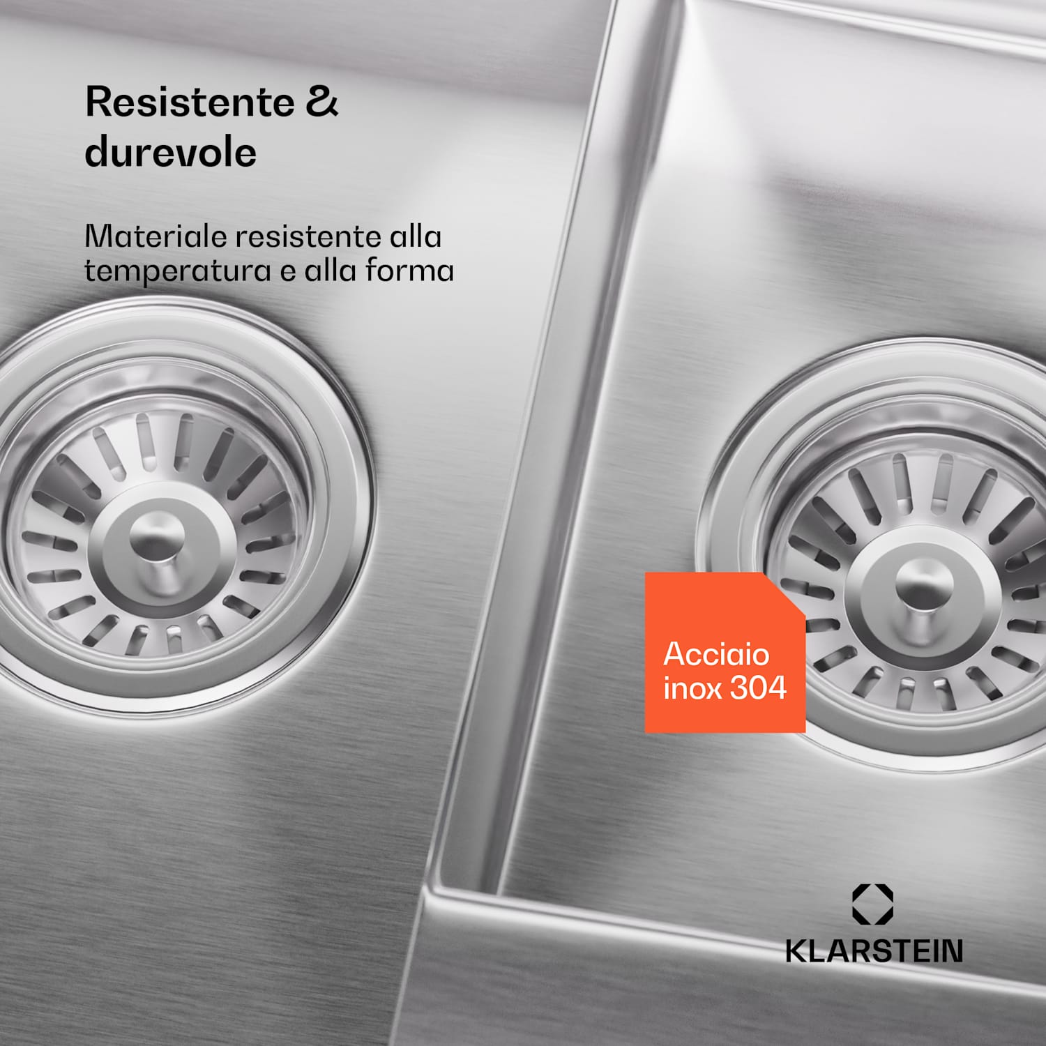 TitanSteel - Lavello da cucina | 61 x 50 cm | 2 vasche | Antiruggine | Resistente al calore 