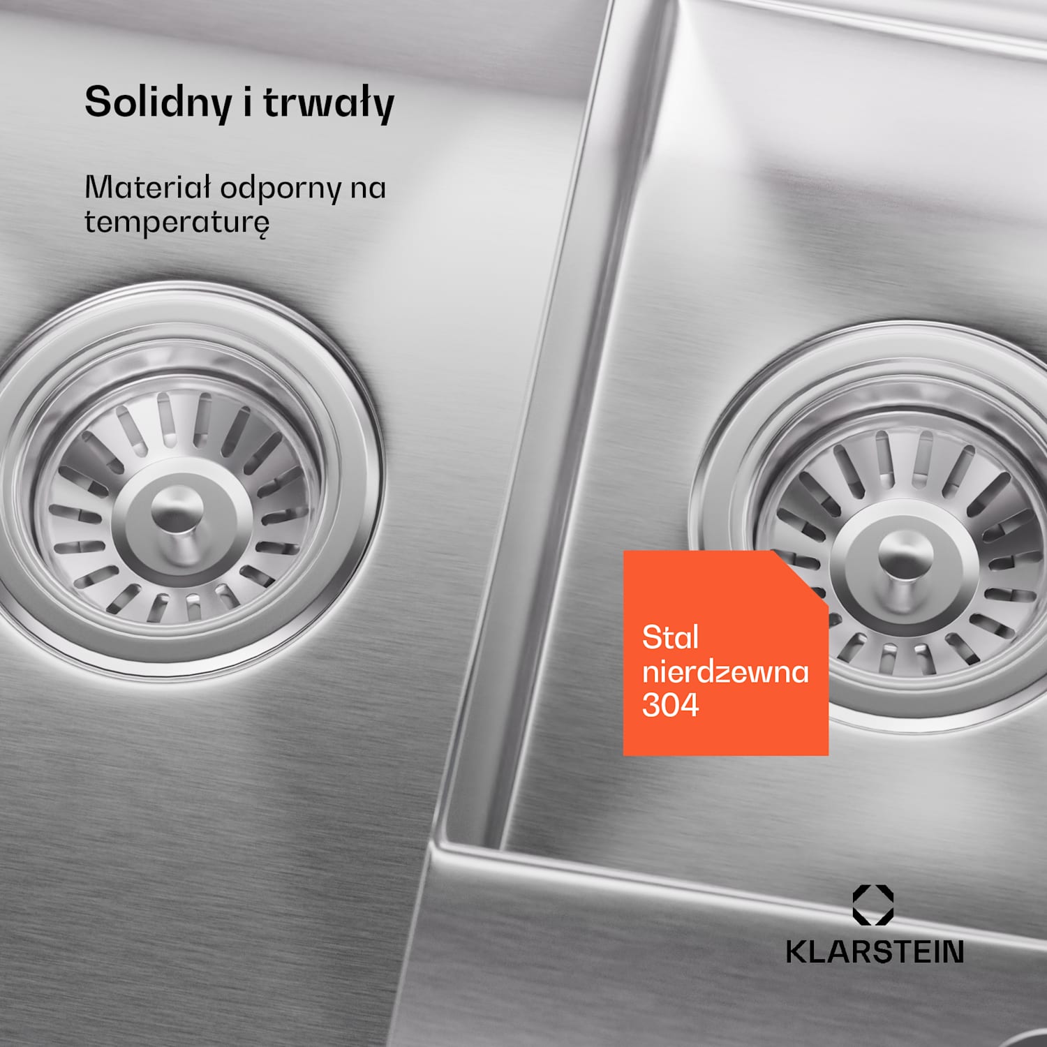 TitanSteel zlewozmywak kuchenny| 61 x 50 cm, 2 komory, nierdzewny, żaroodporny 