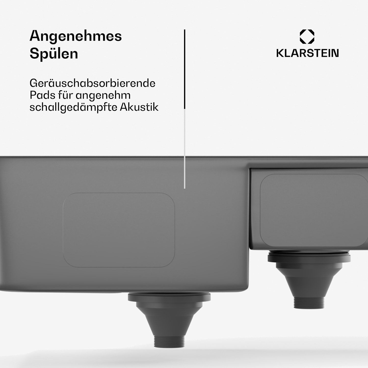 TitanSteel Küchenspüle| 61 x 50 cm | 2 Becken | rostfrei | hitzebeständig 24 + 18 x 43 cm | Anthrazit