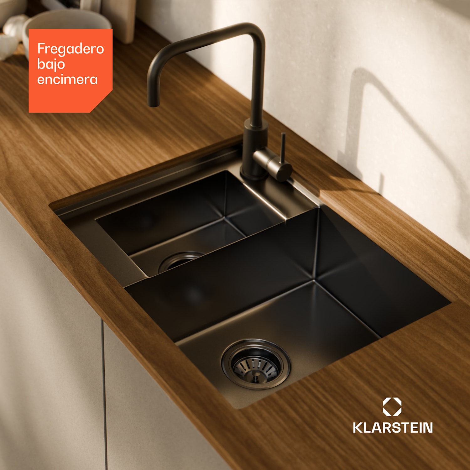 Fregadero TitanSteel | 61 x 50 cm | 2 cubetas | inoxidable | resistente al calor 