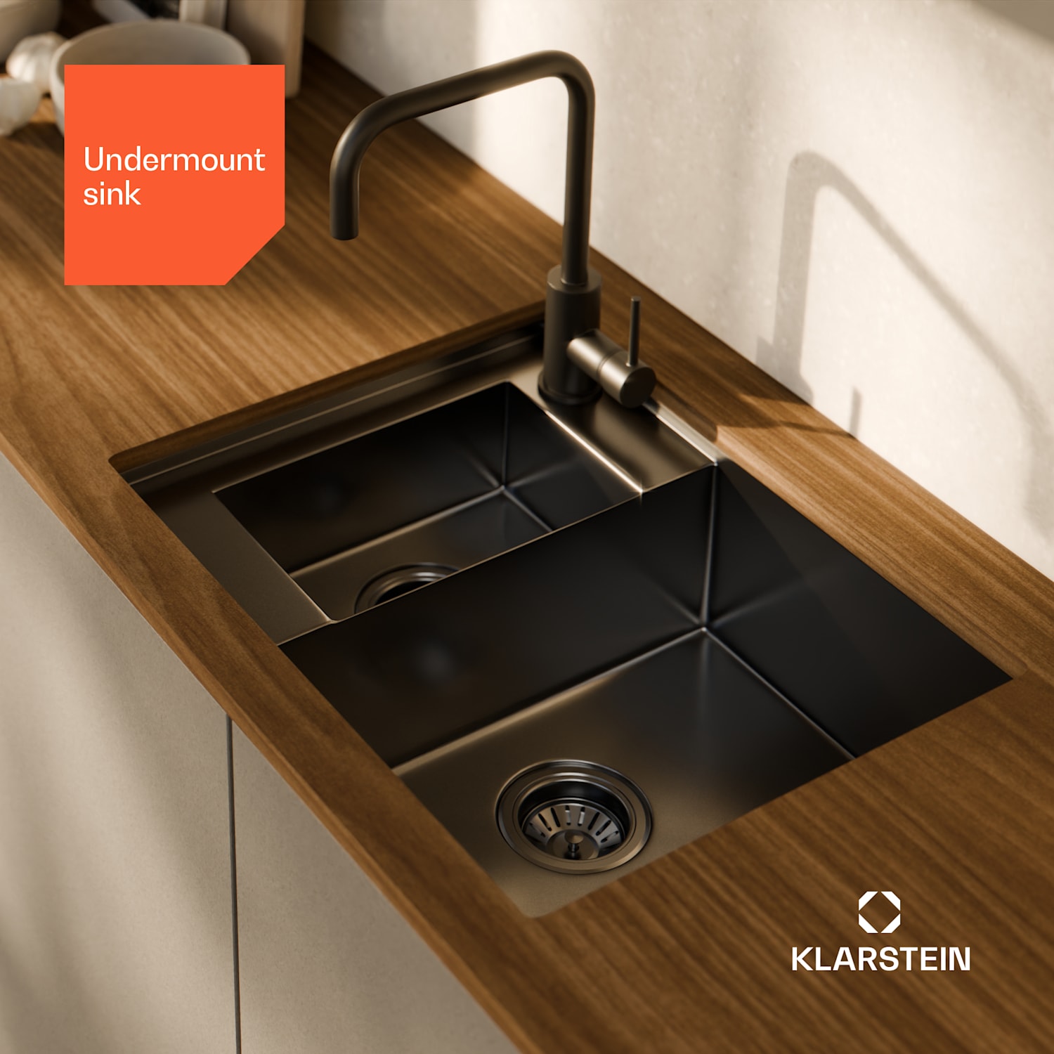 Lava-loiças TitanSteel | 61 x 50 cm | 2 cubas | inoxidável | resistente ao calor 