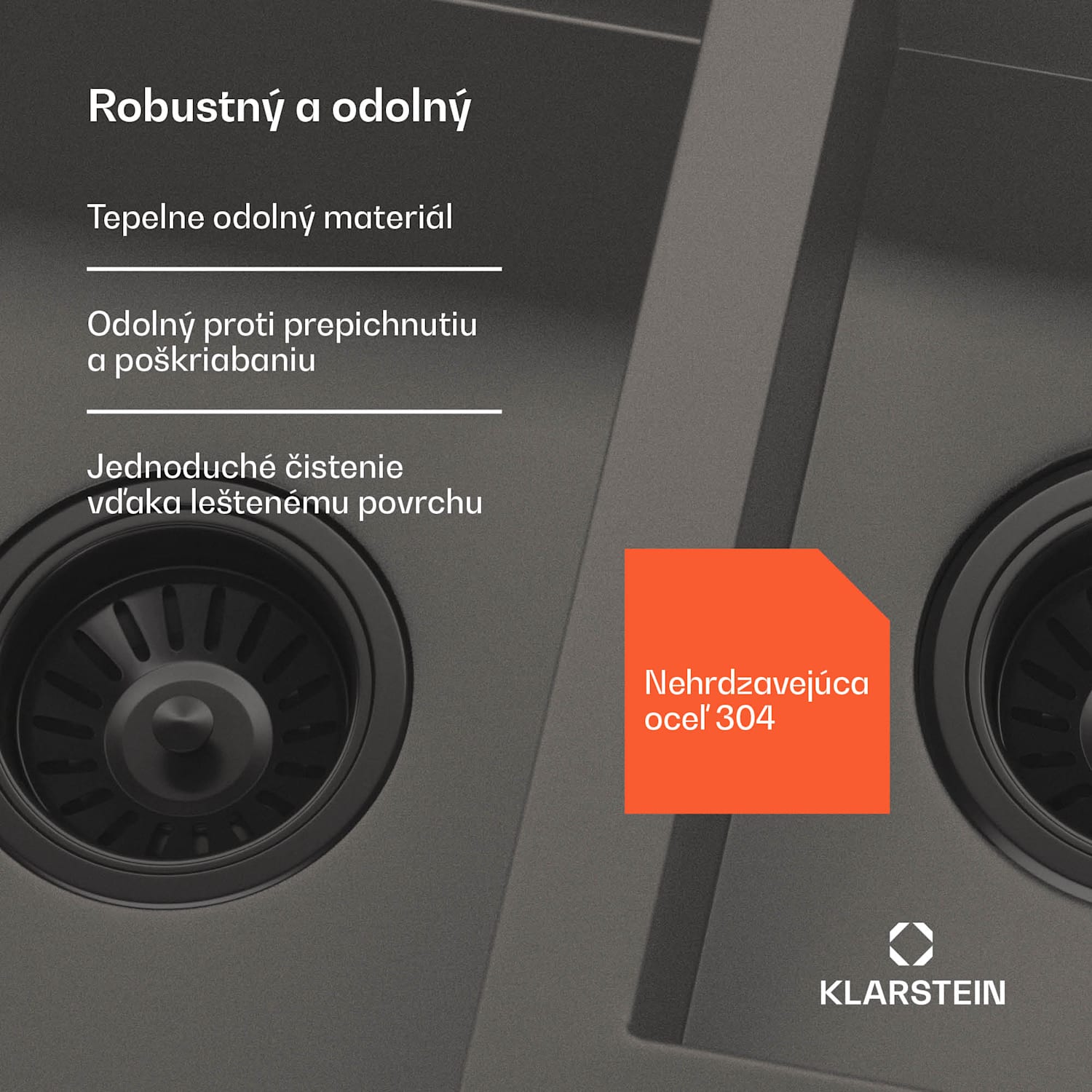 TitanSteel kuchynský drez s odkvapkávačom, 100 x 45 cm, 2 umývadlá, nehrdzavejúca oceľ, odolný voči teplu 100 x 45 cm | Antracit