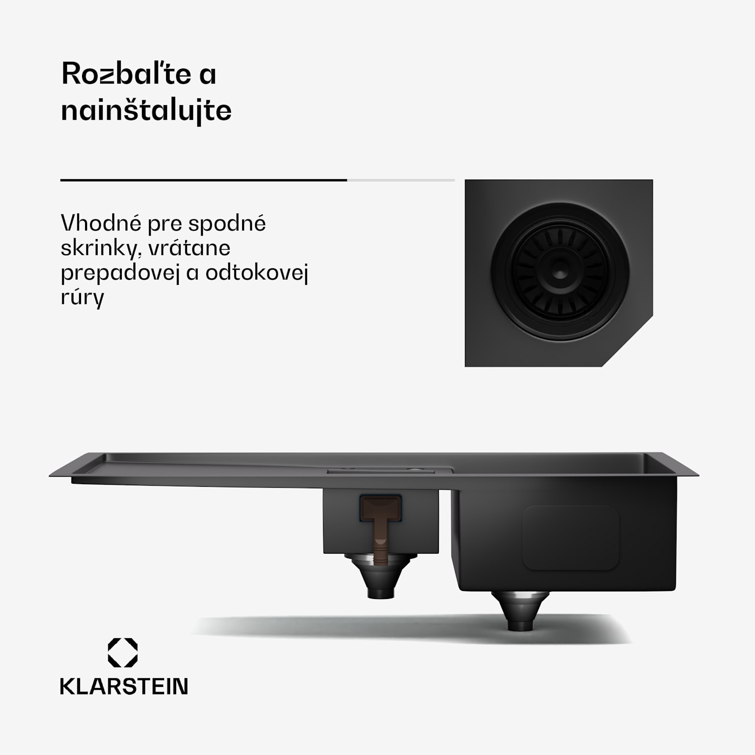 TitanSteel kuchynský drez s odkvapkávačom, 100 x 45 cm, 2 umývadlá, nehrdzavejúca oceľ, odolný voči teplu 100 x 45 cm | Antracit