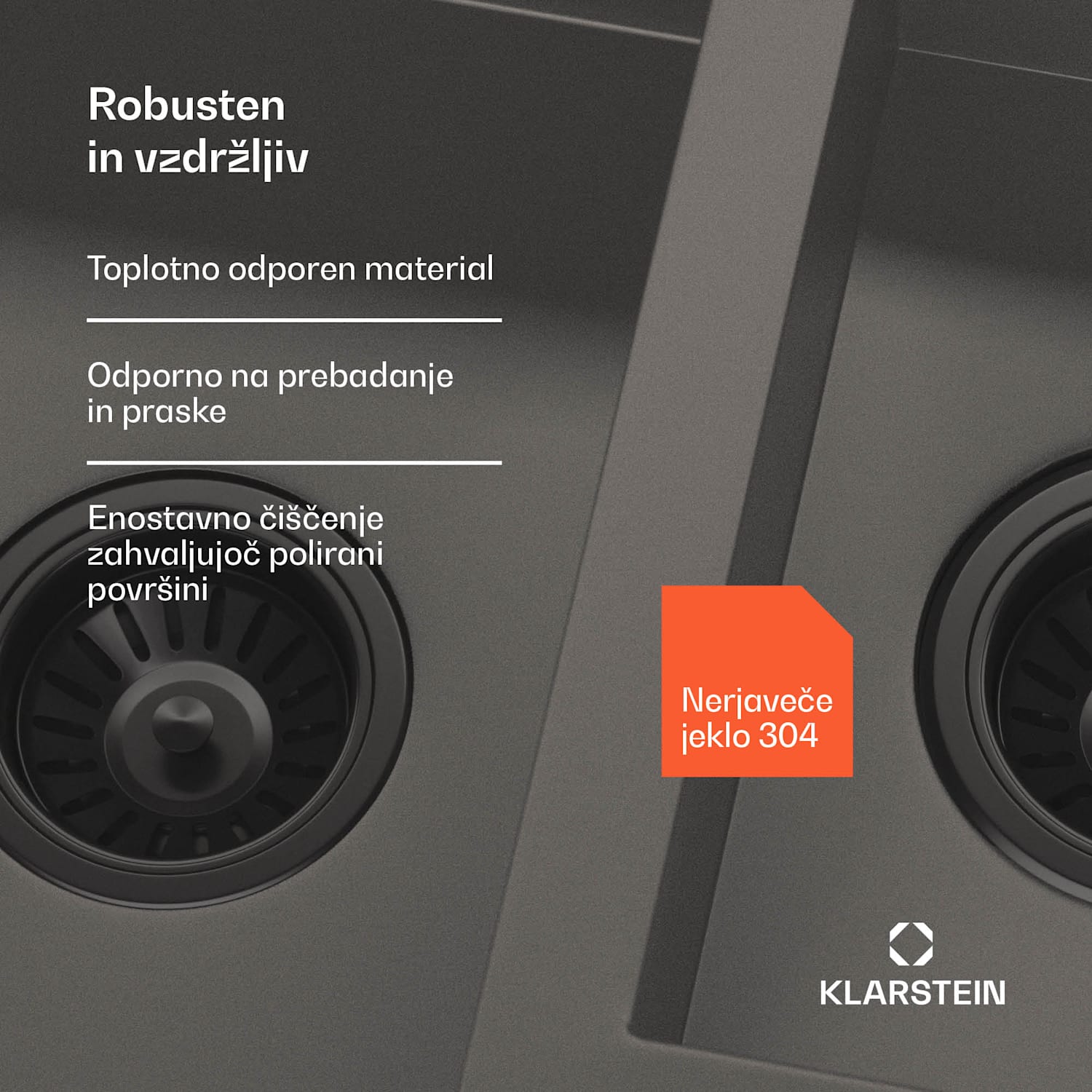 TitanSteel kuhinjsko korito z odcejalnikom, 100 x 45 cm, nerjaveče jeklo, odporno na praske, odporno na vročino 100 x 45 cm | Antracit