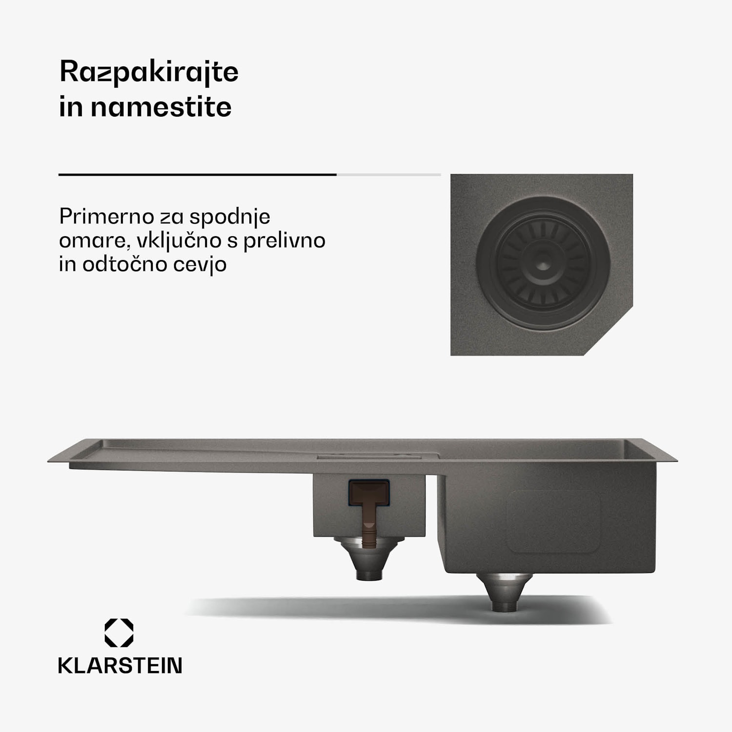 TitanSteel kuhinjsko korito z odcejalnikom, 100 x 45 cm, nerjaveče jeklo, odporno na praske, odporno na vročino 100 x 45 cm | Antracit