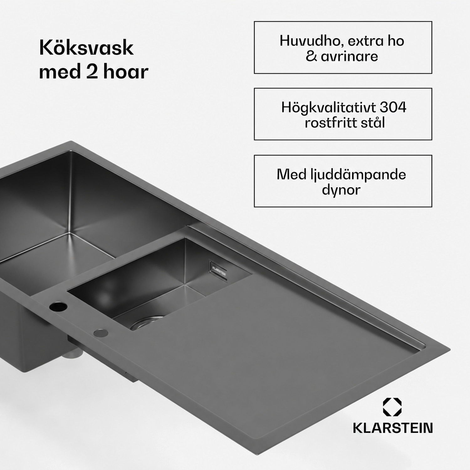 TitanSteel diskho med avrinningsyta | 100 x 45 cm | 2 hoar | rostfritt stål | värmebeständig 100 x 45 cm | Antracit