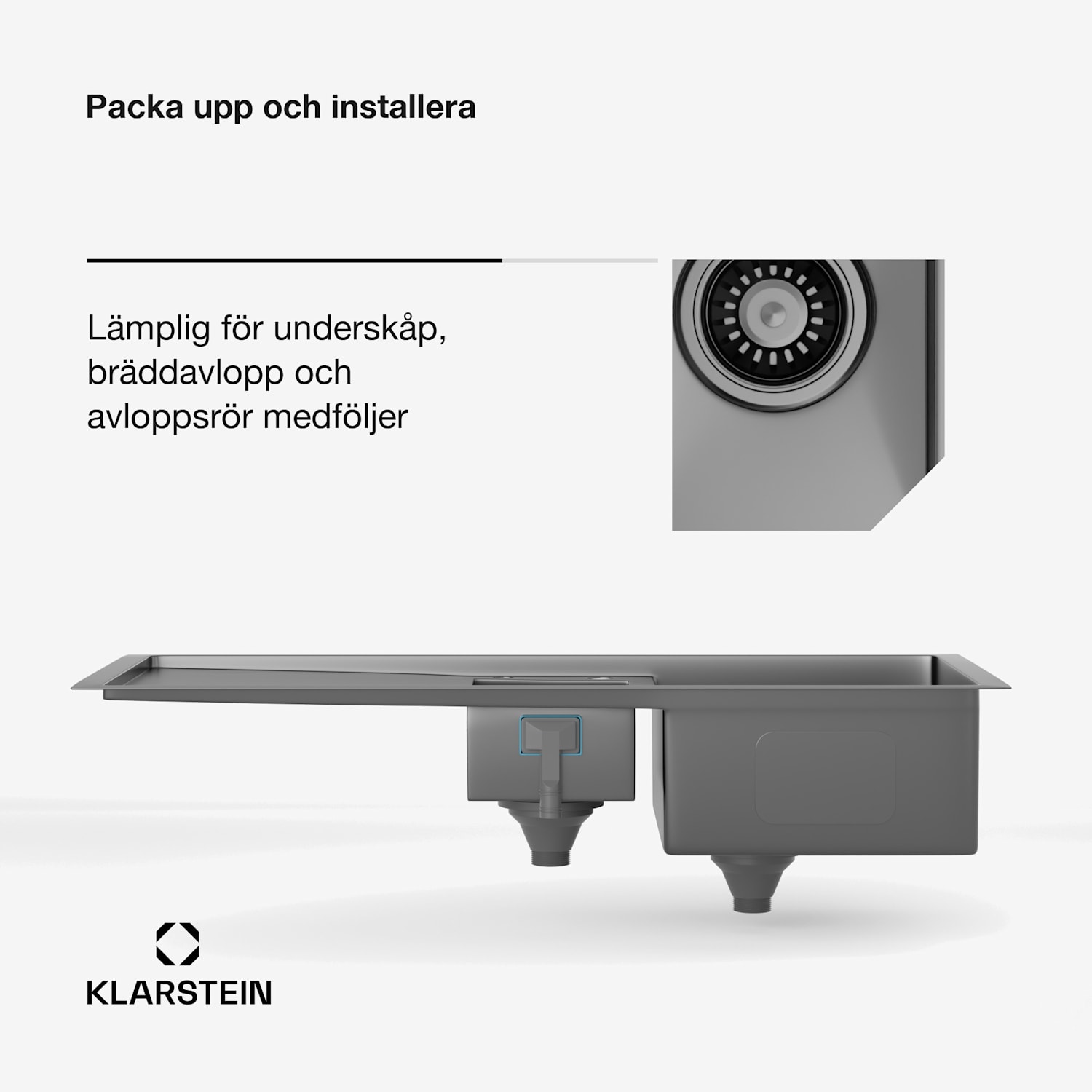 TitanSteel diskho med avrinningsyta | 100 x 45 cm | 2 hoar | rostfritt stål | värmebeständig 100 x 45 cm | Antracit