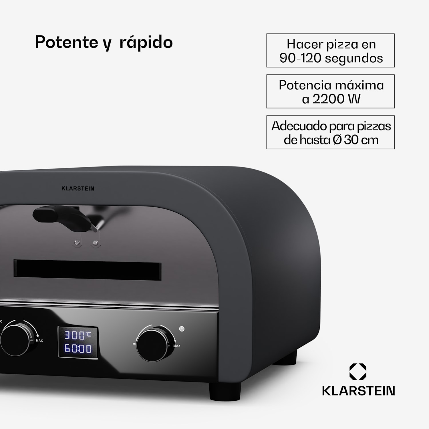 Horno para pizzas de interior y exterior FornoVetro Dos resistencias 2200W hasta 550° Pantalla digital Cool Touch 