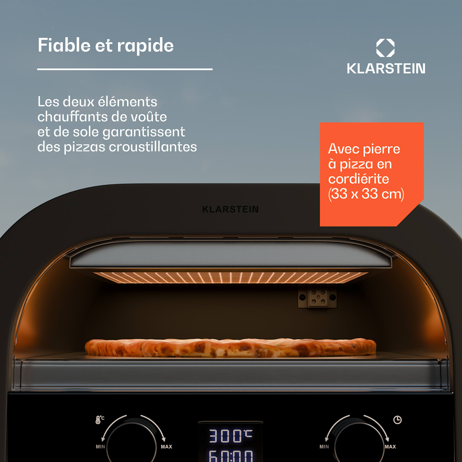FornoVetro pizzaoven voor binnen en buiten dubbel verwarmingselement 2200W tot 550° digitaal display cool touch 