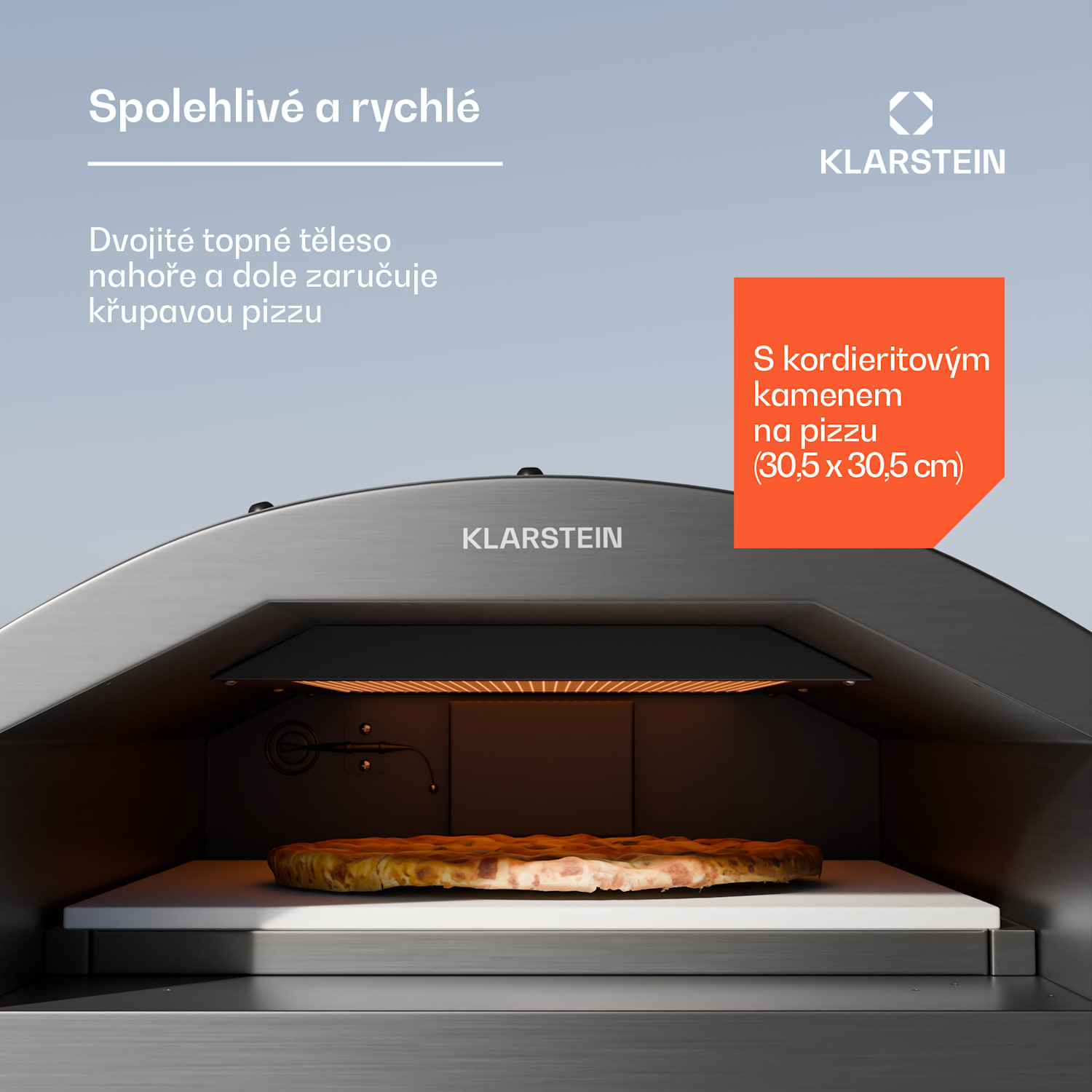LaFiamma, kamna na pizzu, dvojitá topná tělesa, 2200 W, 550 °C, vnitřní i vnější 
