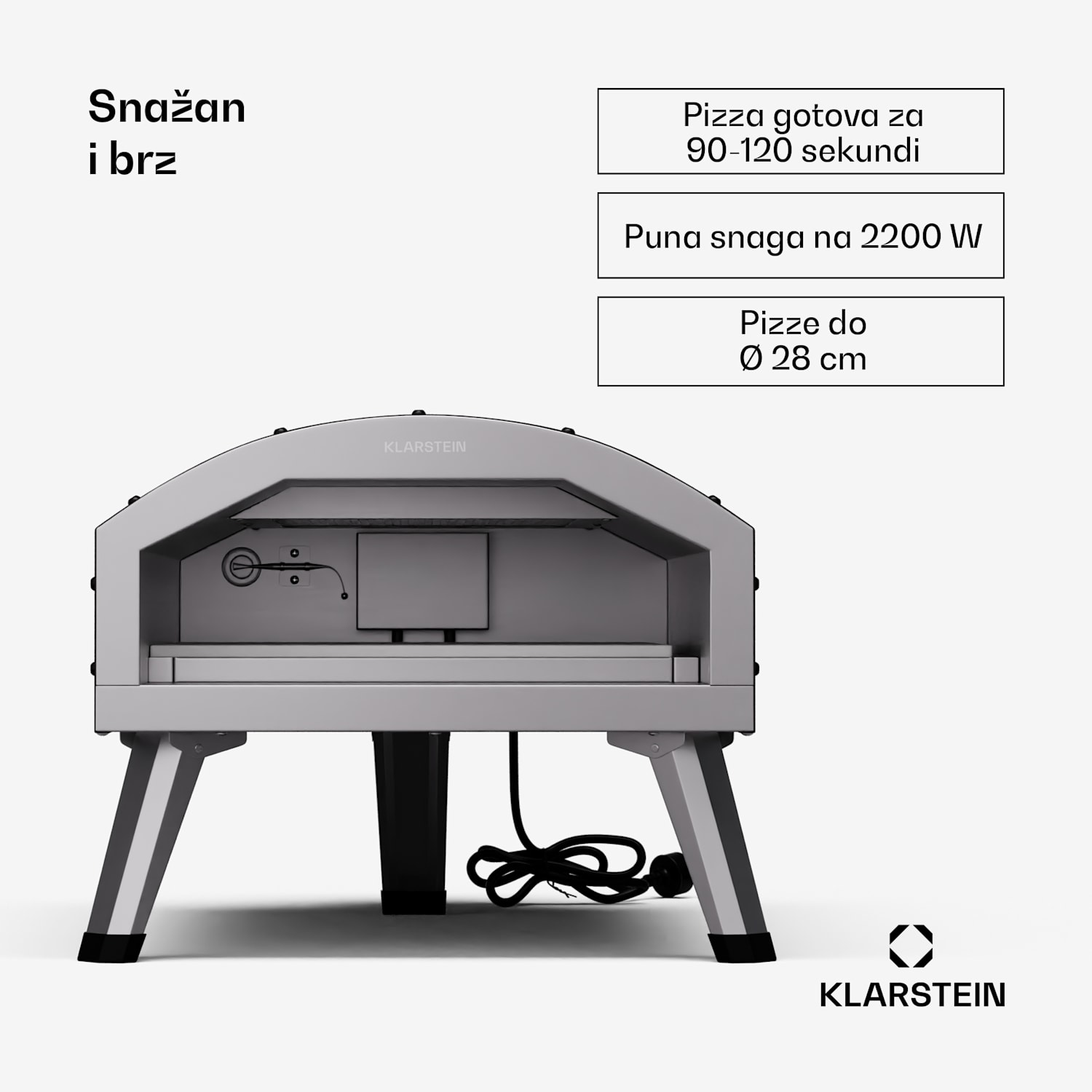 LaFiamma, peć za pizzu, dvostruka grijača, 2200 W, 550 °C, unutarnja i vanjska 