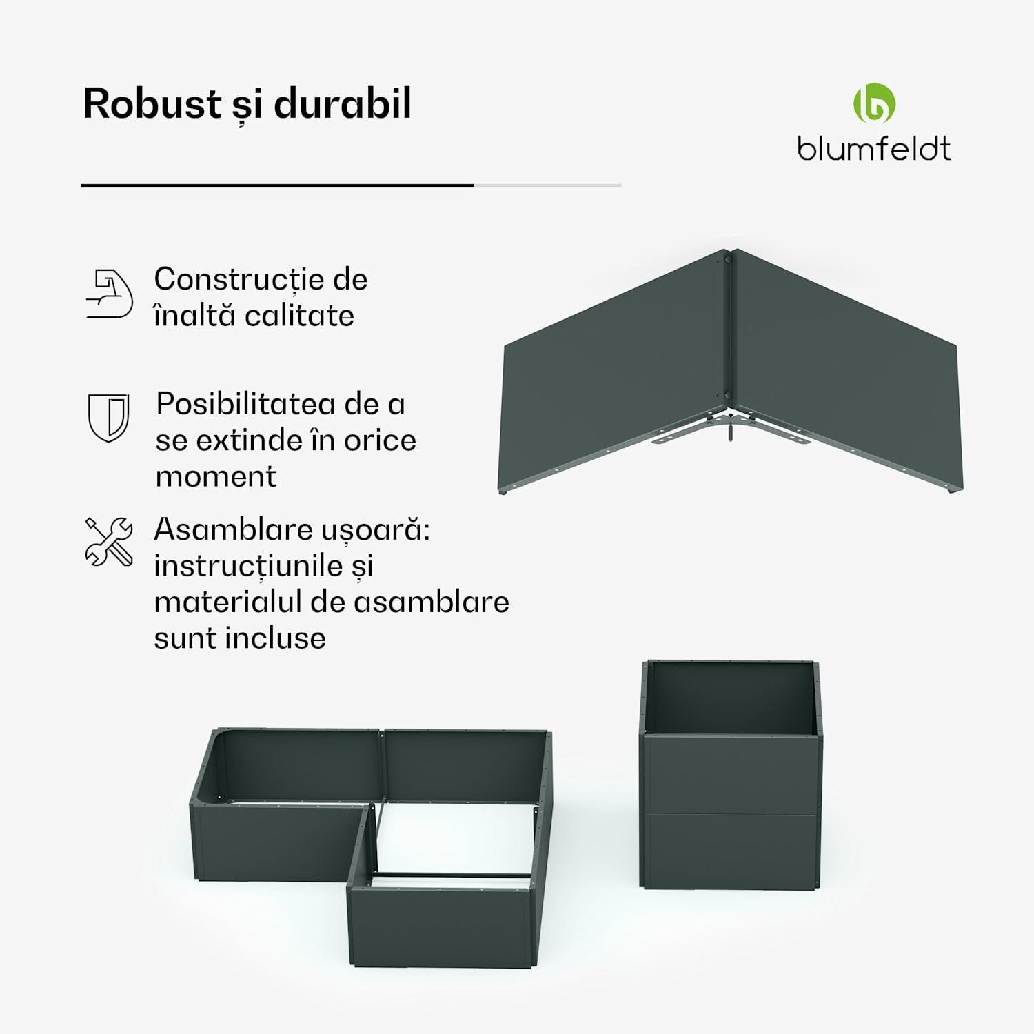 Ghiveci supraînălțat Versagrow cu 8 module, formă individuală, grosime 1 mm, oțel inoxidabil 8 | Verde de pădure
