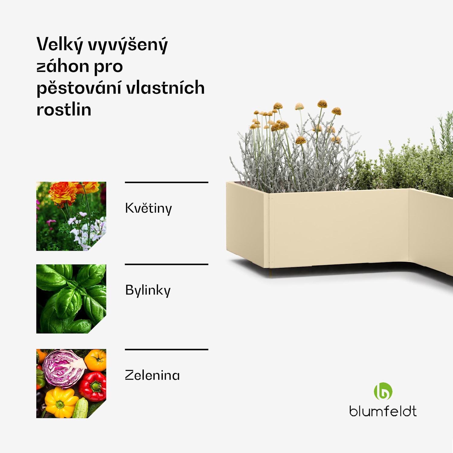 Versagrow vyvýšený záhon s 8 moduly, individuální tvar, tloušťka 1 mm, nerezavějící ocel 8 | Vintage krémová