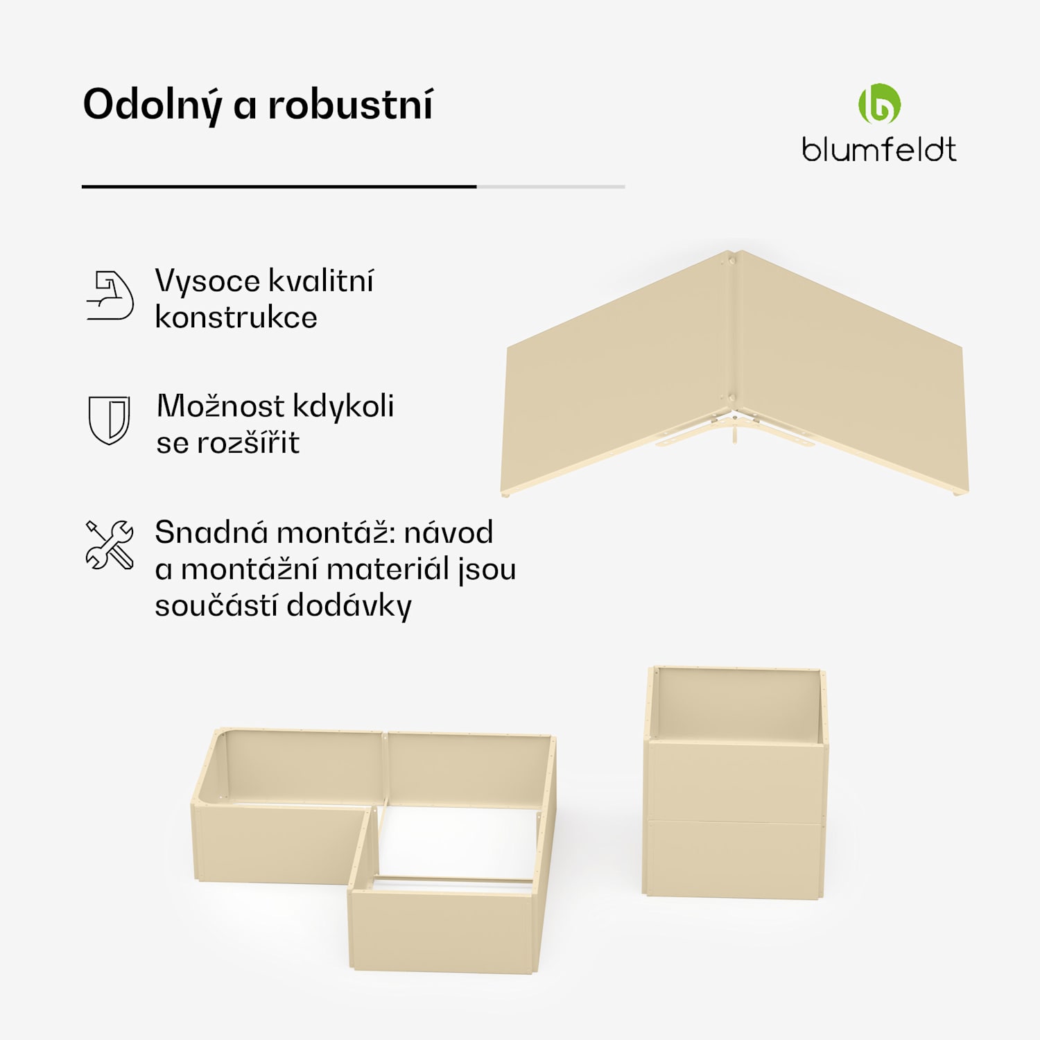 Versagrow vyvýšený záhon s 8 moduly, individuální tvar, tloušťka 1 mm, nerezavějící ocel 8 | Vintage krémová