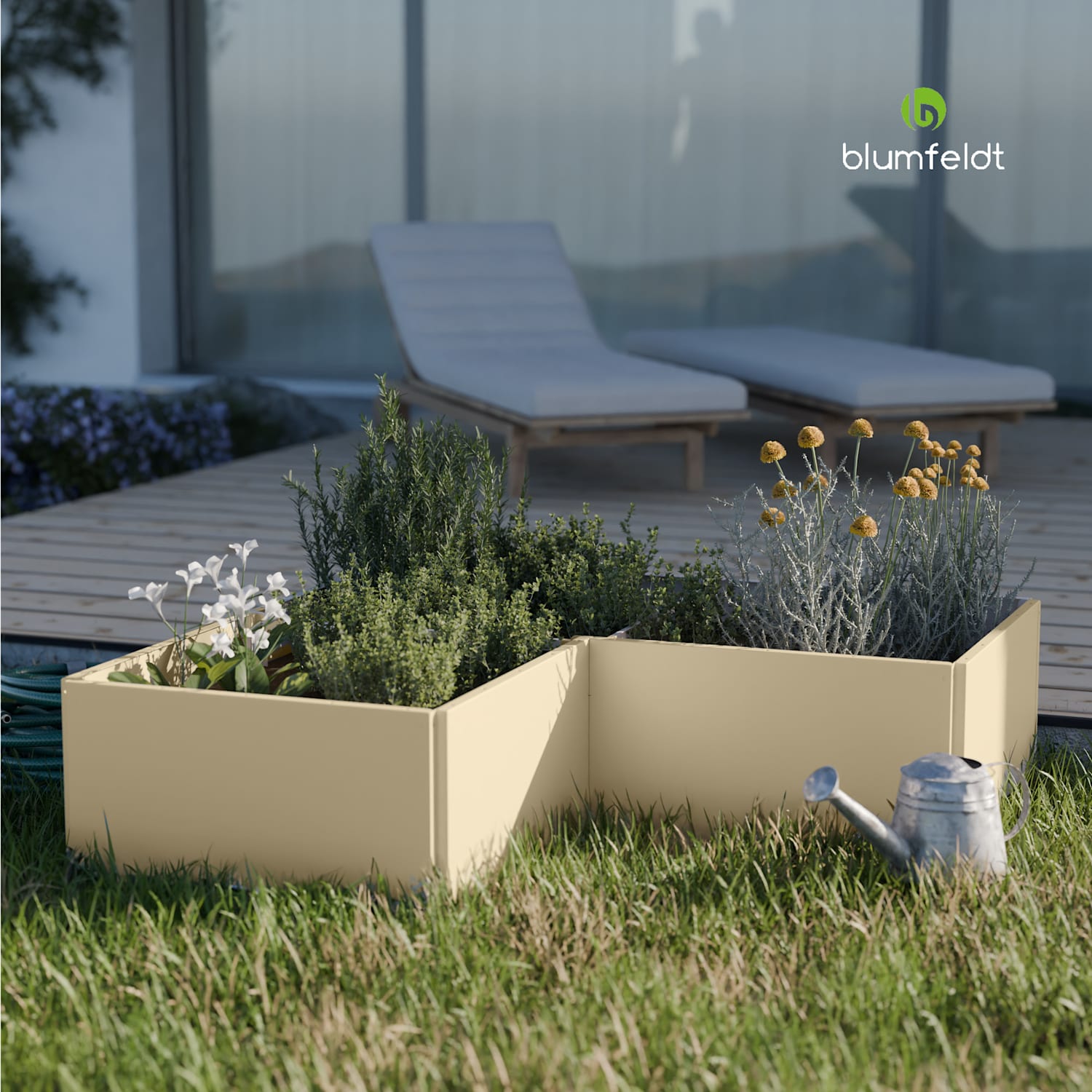 cama elevada Versagrow de Blumfeldt ocho piezas de módulo forma individual y altura de trabajo construcción sencilla a prueba de herrumbre y heladas  