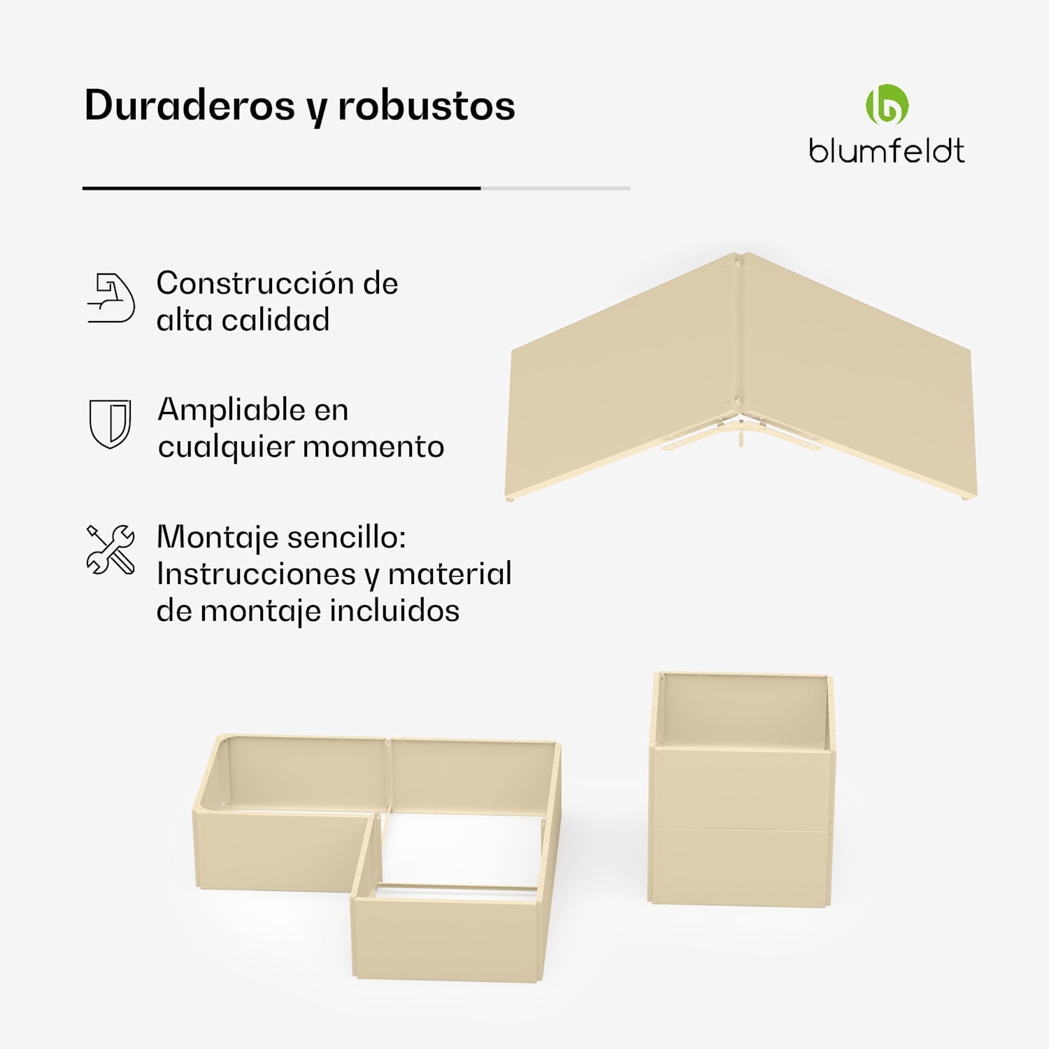 cama elevada Versagrow de Blumfeldt ocho piezas de módulo forma individual y altura de trabajo construcción sencilla a prueba de herrumbre y heladas  