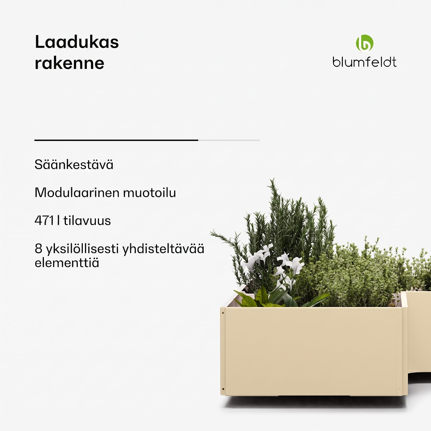 blumfeldt Versagrow -viljelylaatikko kahdeksalla osalla yksilöllinen muoto ja työskentelykorkeus 1 mm 8 | Vintage Kerma
