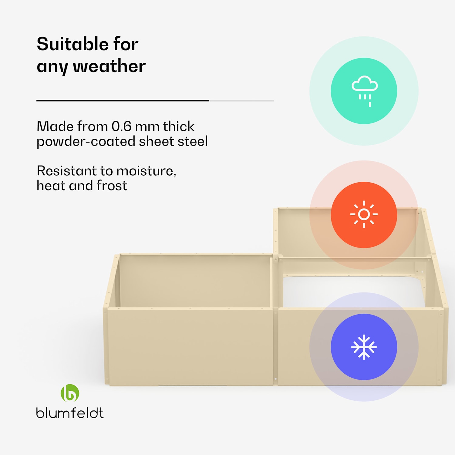 blumfeldt Versagrow raised bed with eight modular parts for individual shapes and working heights made from 1 mm  8 | Vintage Cream
