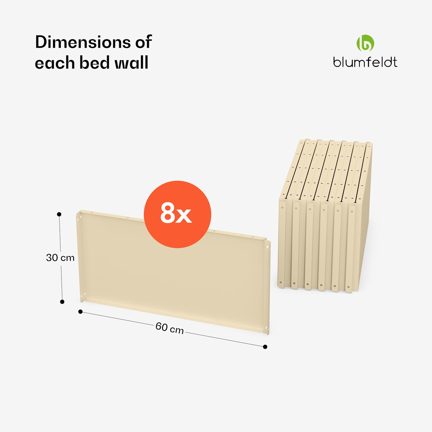 blumfeldt Versagrow raised bed with eight modular parts for individual shapes and working heights made from 1 mm  8 | Vintage Cream
