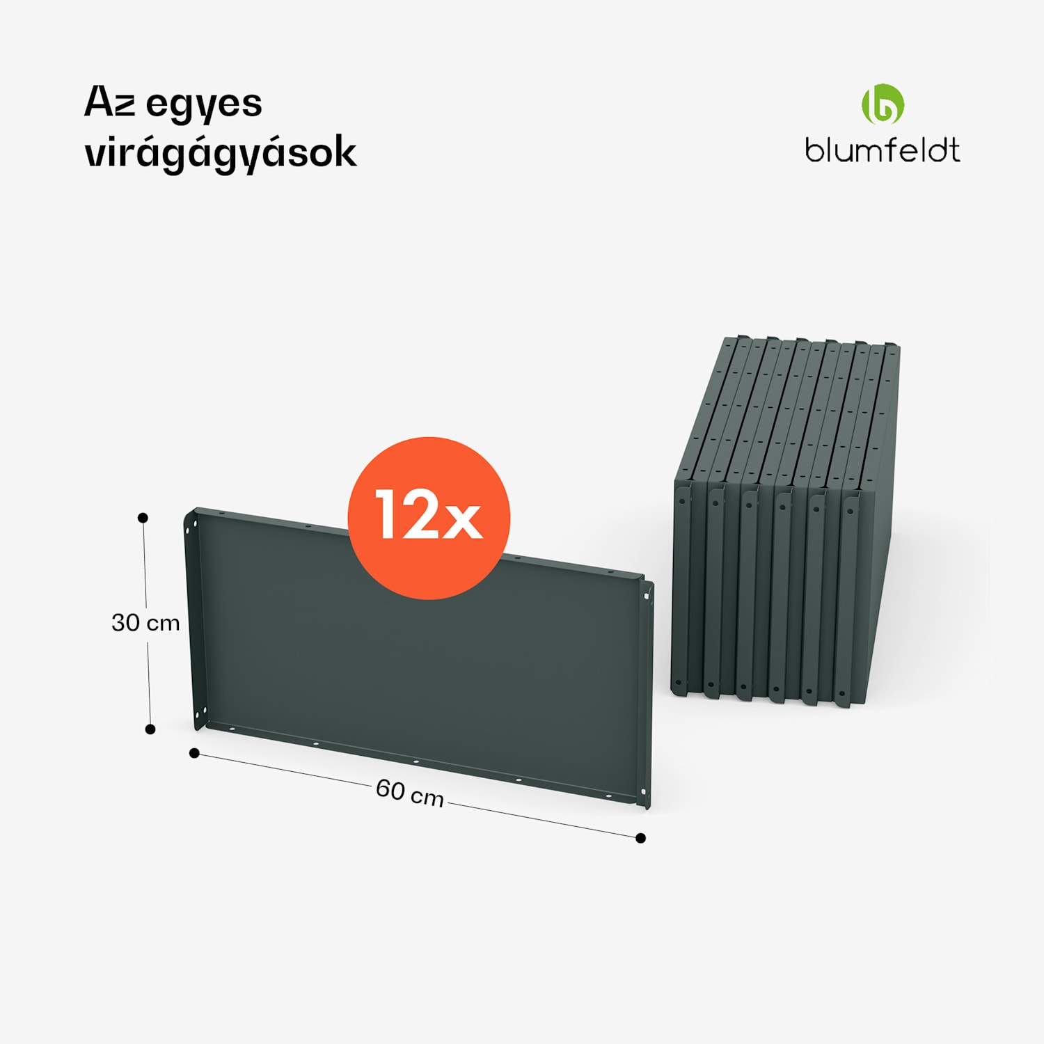 Versagrow magaságyás 12 modullal, egyedi forma, 1 mm vastagság, rozsdamentes acél