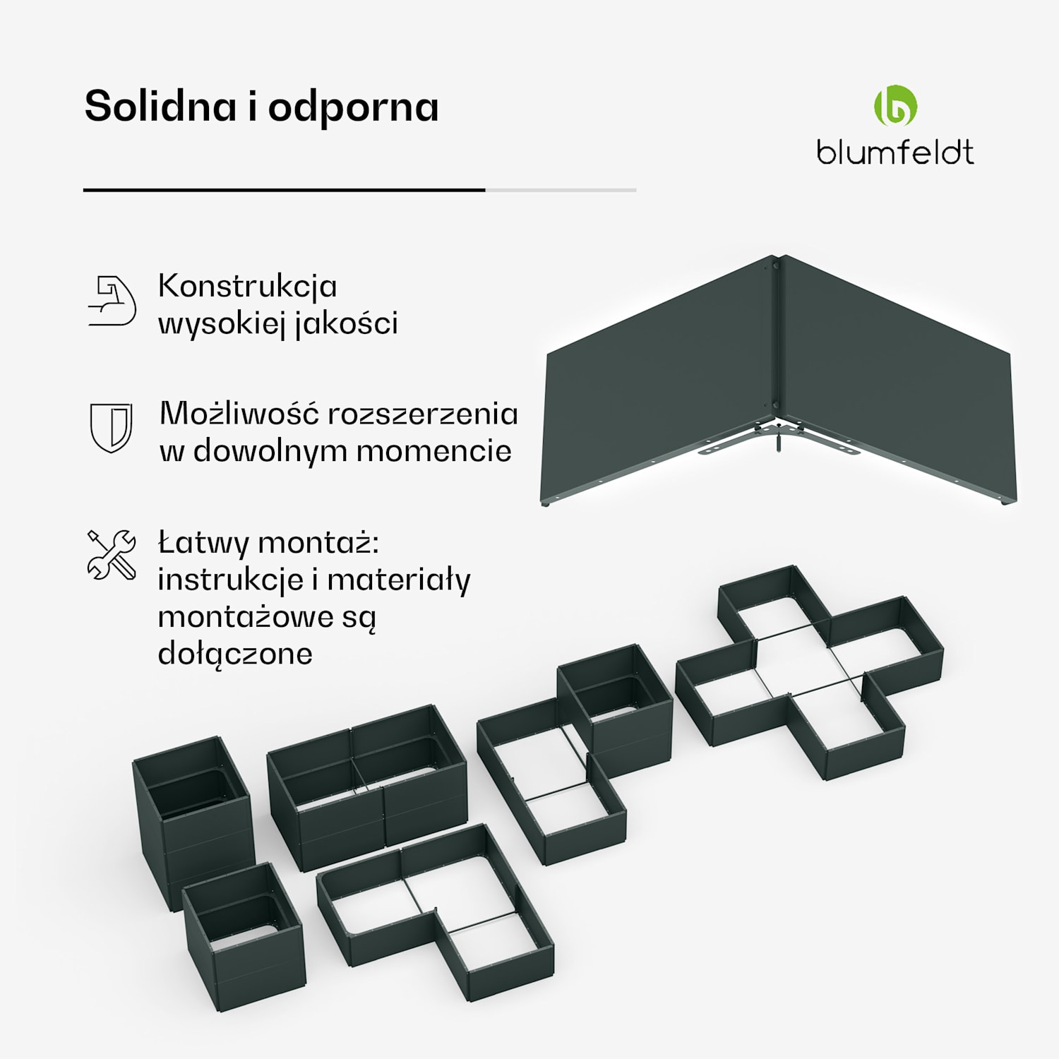 Versagrow podwyższana grządka z 12 modułami, indywid. kształt, stal nierdzewna o grubości 1 mm 12 | Zieleń Leśna