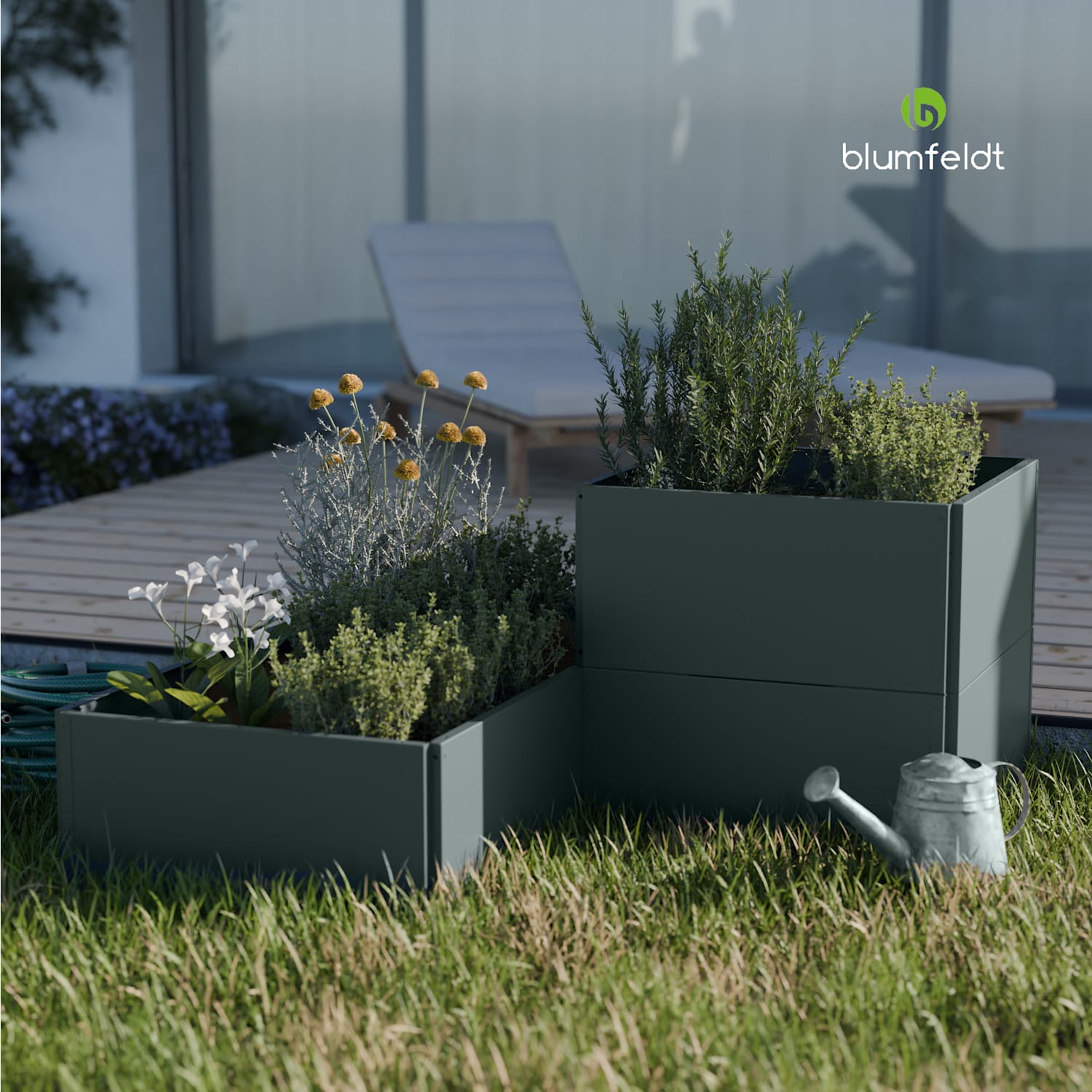 Ghiveci de grădină Versagrow cu 12 module, formă individuală, grosime 1 mm, oțel inoxidabil 12 | Verde de pădure