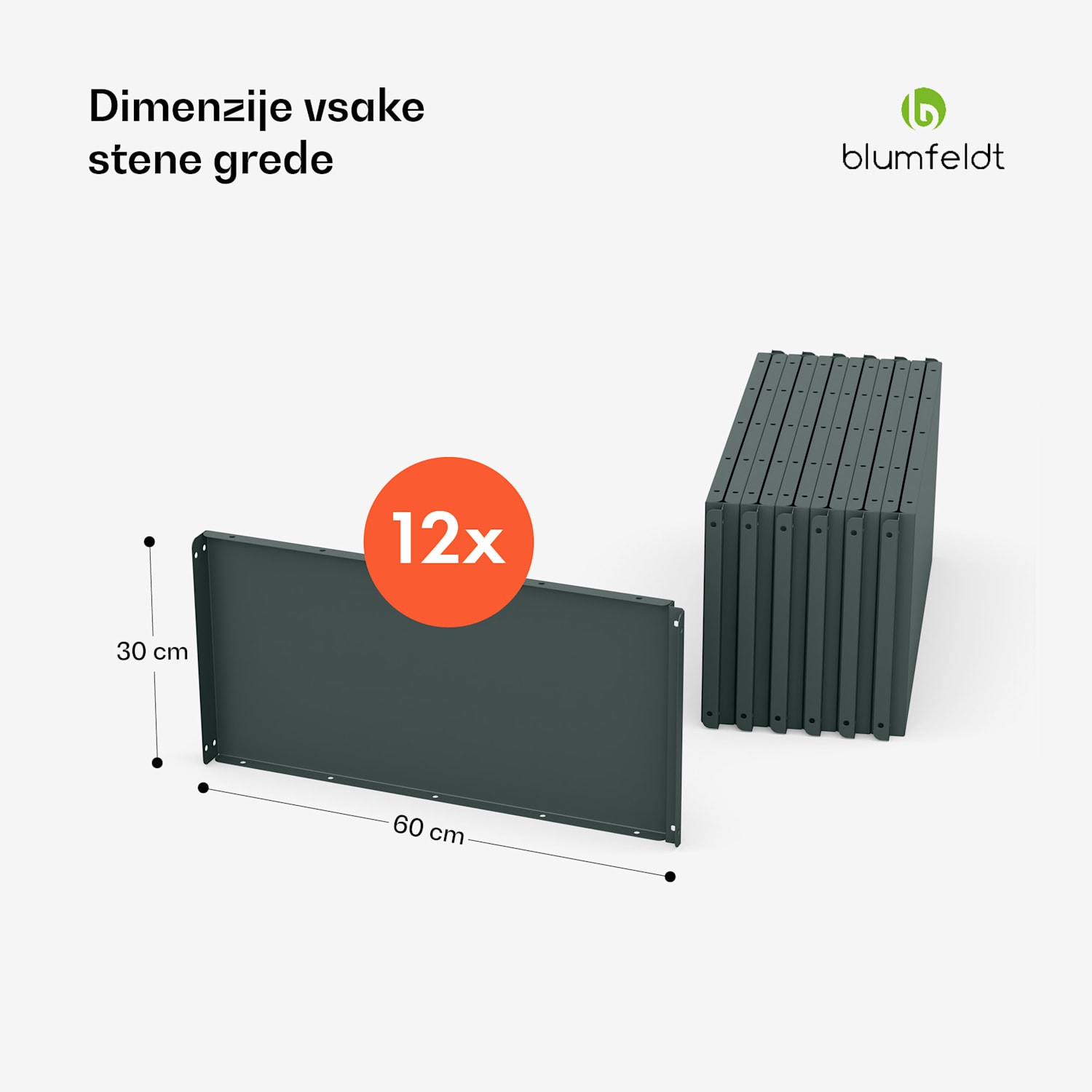Versagrow dvignjena greda z 12 moduli, individualna oblika, debelina 1 mm, nerjaveče jeklo 12 | Gozdno zelenje