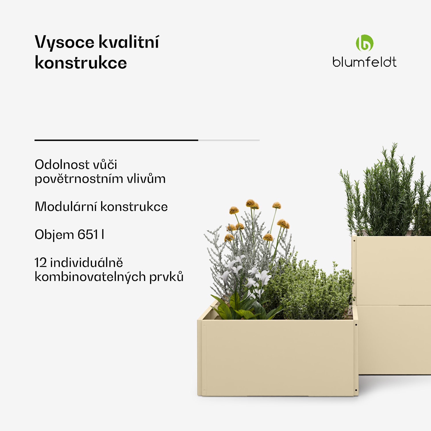 Versagrow vyvýšený záhon s 12 moduly, individuální tvar, tloušťka 1 mm, nerezavějící ocel 