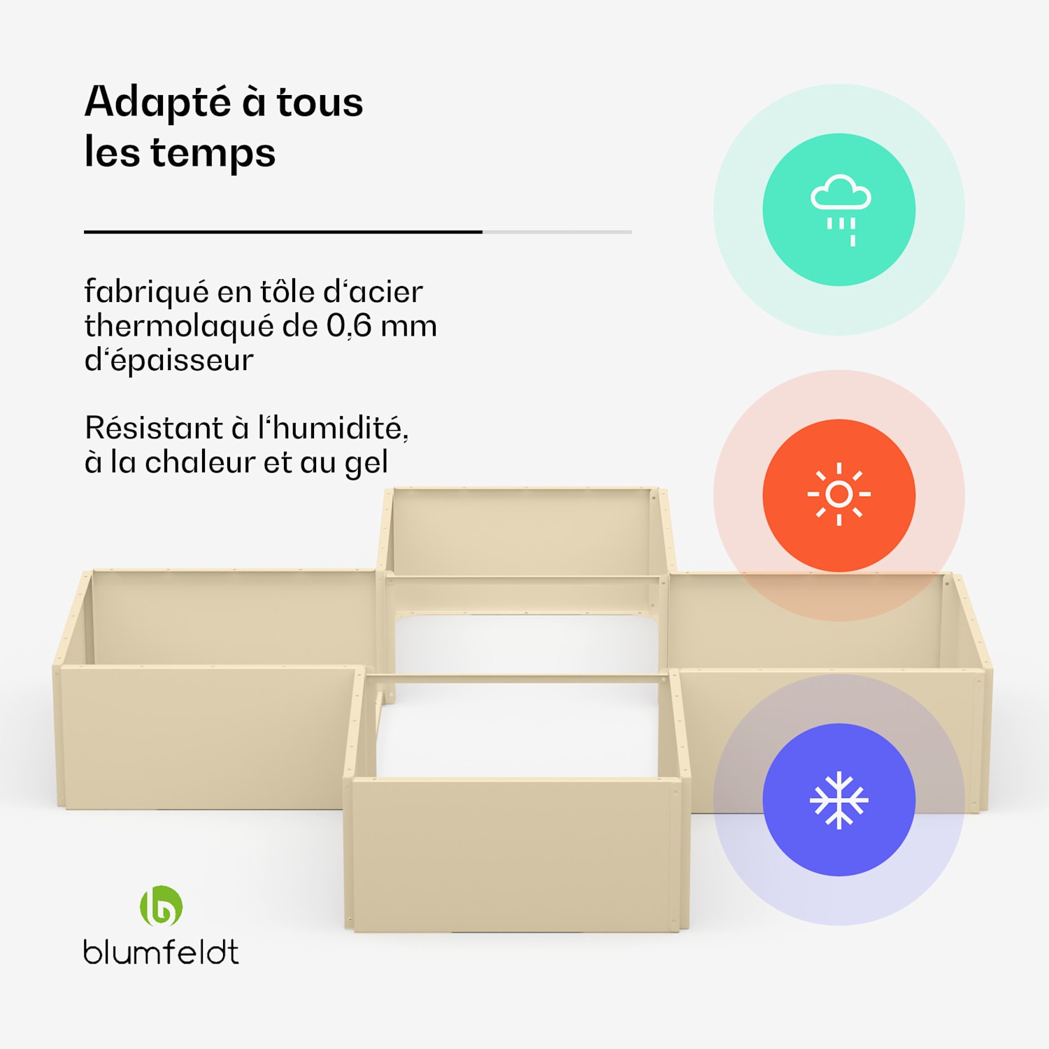 Versagrow verhoogde kweekbak met 12 modules | individuele vorm | 1 mm dik rvs 12 | Vintage Crème