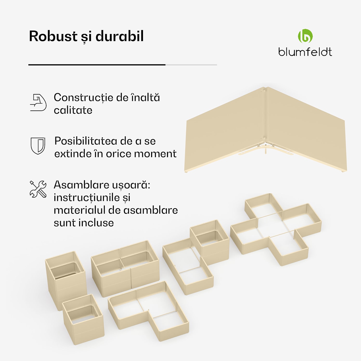 Ghiveci de grădină Versagrow cu 12 module, formă individuală, grosime 1 mm, oțel inoxidabil 12 | Cremă de epocă