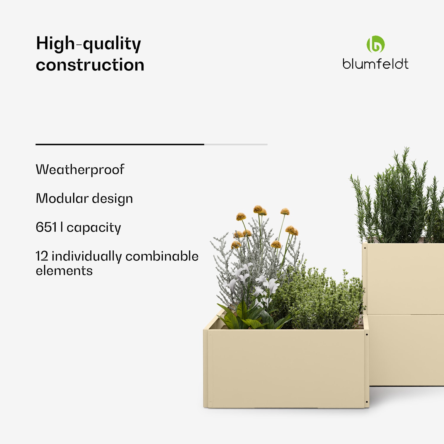 Versagrow raised bed with 12 modules | individual Form | 1 mm thick, stainless steel 