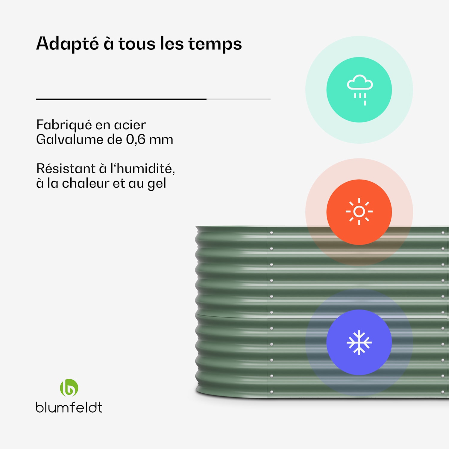 High Grow potager surélevé de 160 x 80 x 80 cm en tôle d'acier ondulée montage facile résistant à la rouille et au gel 160 x 80 x 80 cm | Vert