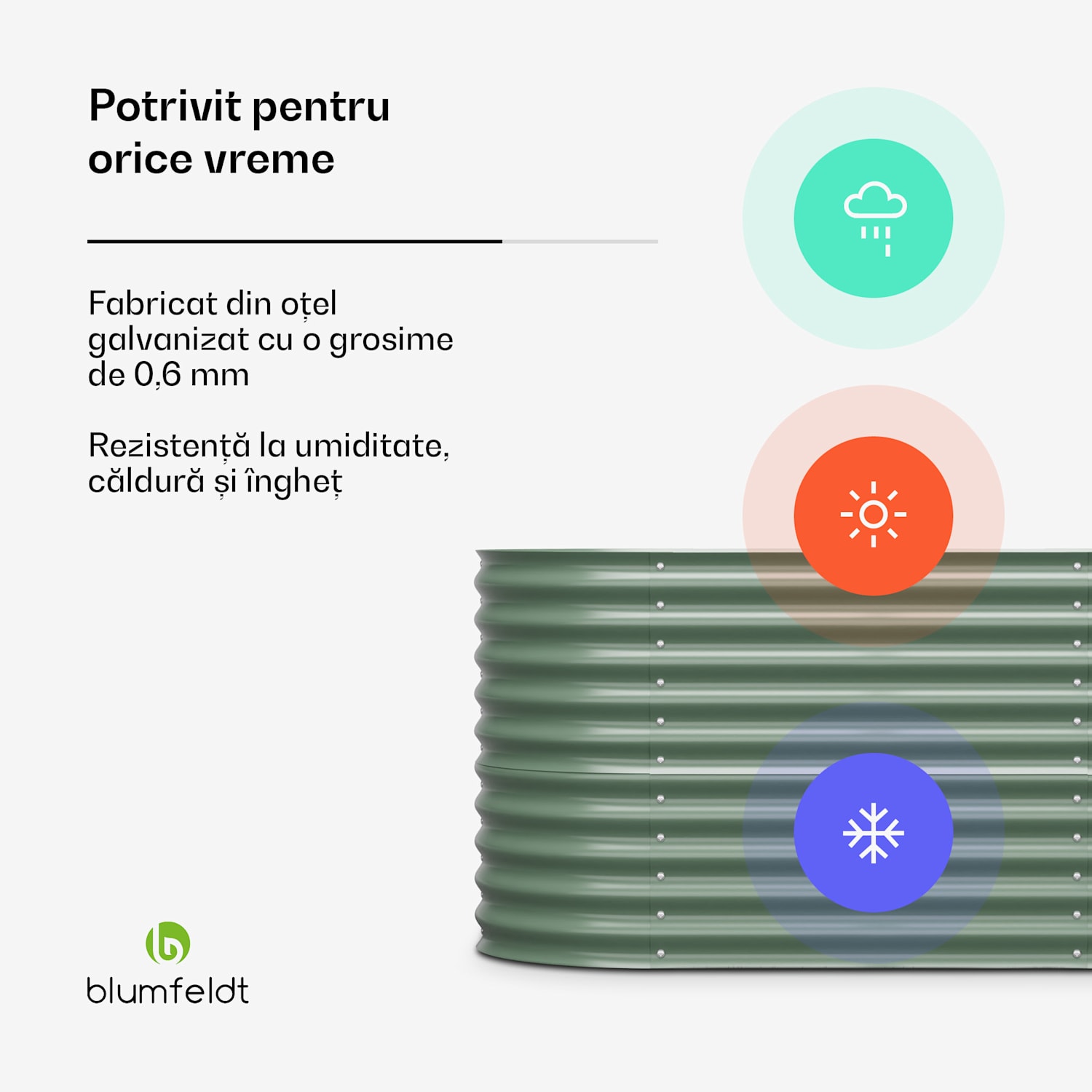 High Grow, ghiveci înalt, 160 x 80 x 80 cm, din tablă ondulată, ușor de asamblat, rezistent la rugină și îngheț 160 x 80 x 80 cm | Verde