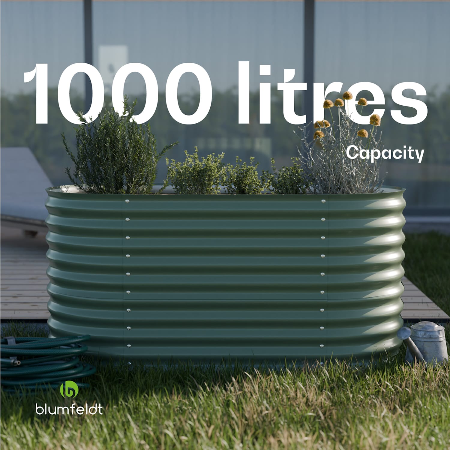 High Grow hoge kweekbak van 160 x 80 x 80 cm van stalen golfplaat eenvoudige opbouw roest- en vorstvrij 160 x 80 x 80 cm | Groen