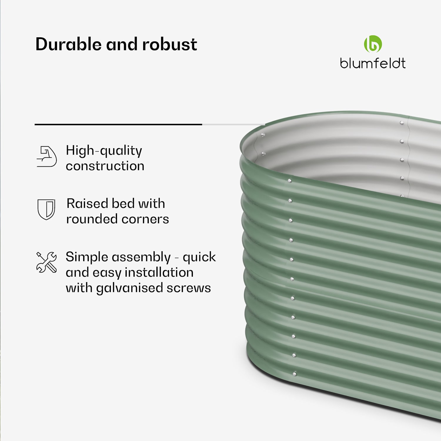 High Grow hoge kweekbak van 160 x 80 x 80 cm van stalen golfplaat eenvoudige opbouw roest- en vorstvrij 160 x 80 x 80 cm | Groen