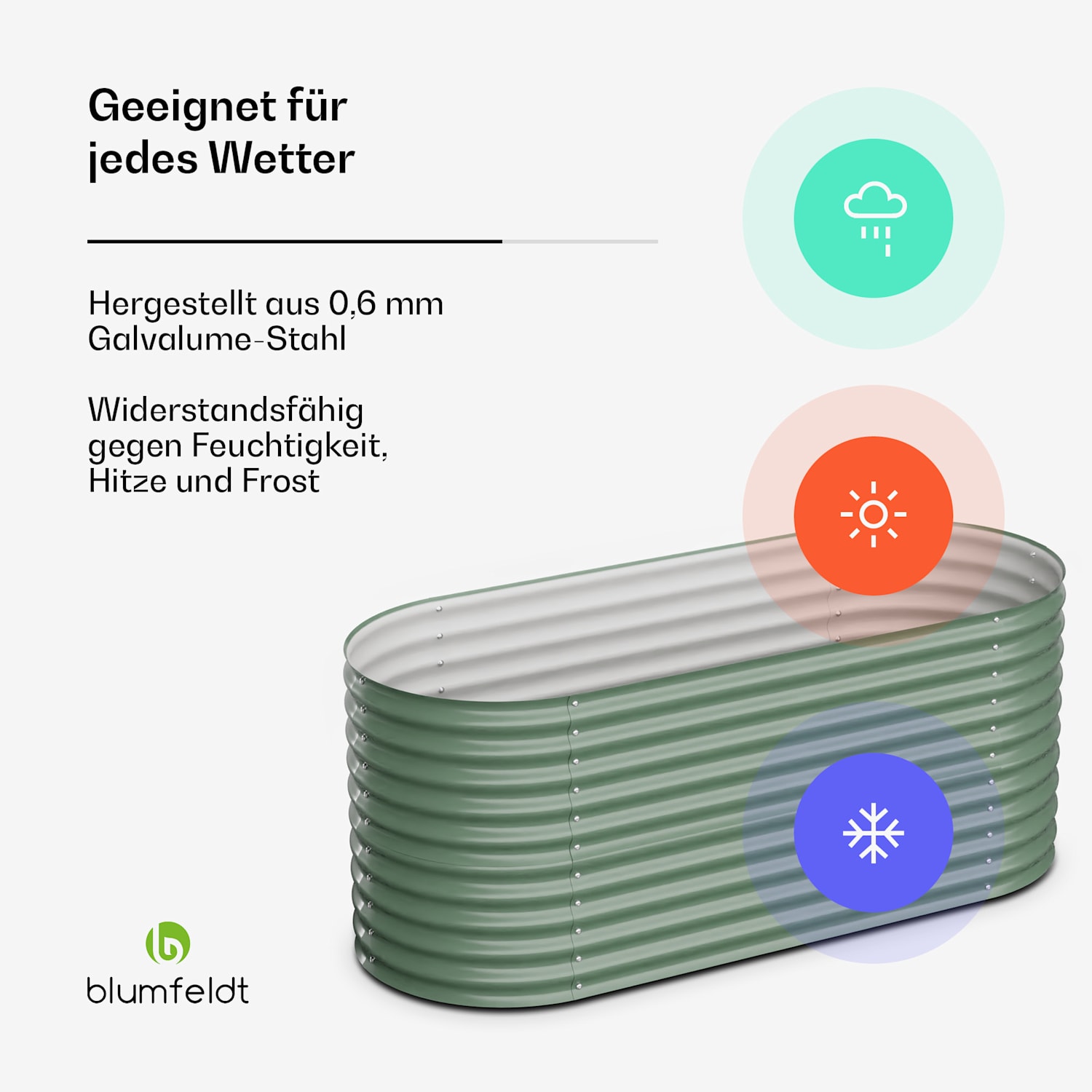 High Grow Hochbeet mit 200 x 80 x 100 cm aus Stahl-Wellblech einfacher Aufbau rost- und frostsicher 200 x 100 x 80 cm | Grün