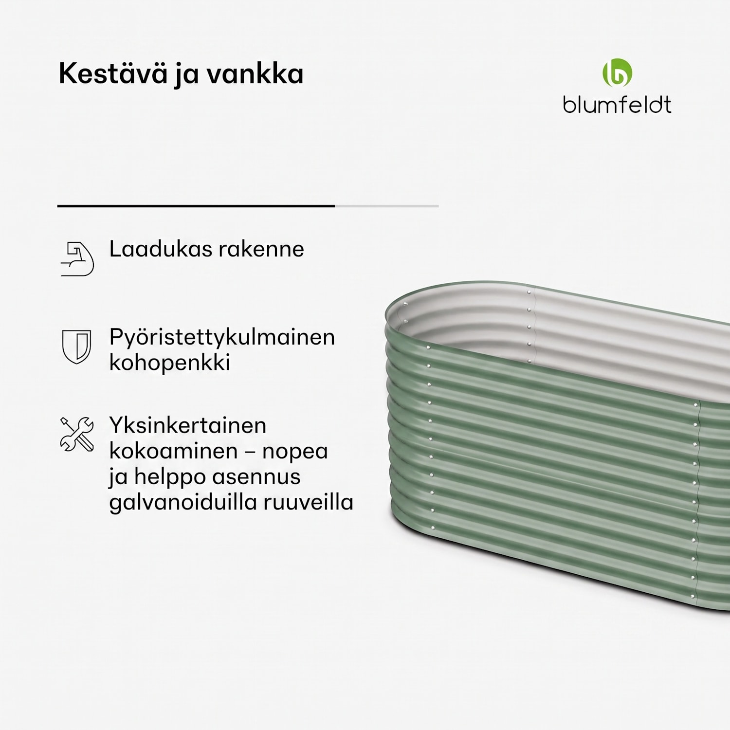 High Grow -viljelylaatikko 200 x 80 x 100 cm teräs-aaltopelti helppo koota ruosteen ja pakkasen kestävä 200 x 100 x 80 cm | Vihreä